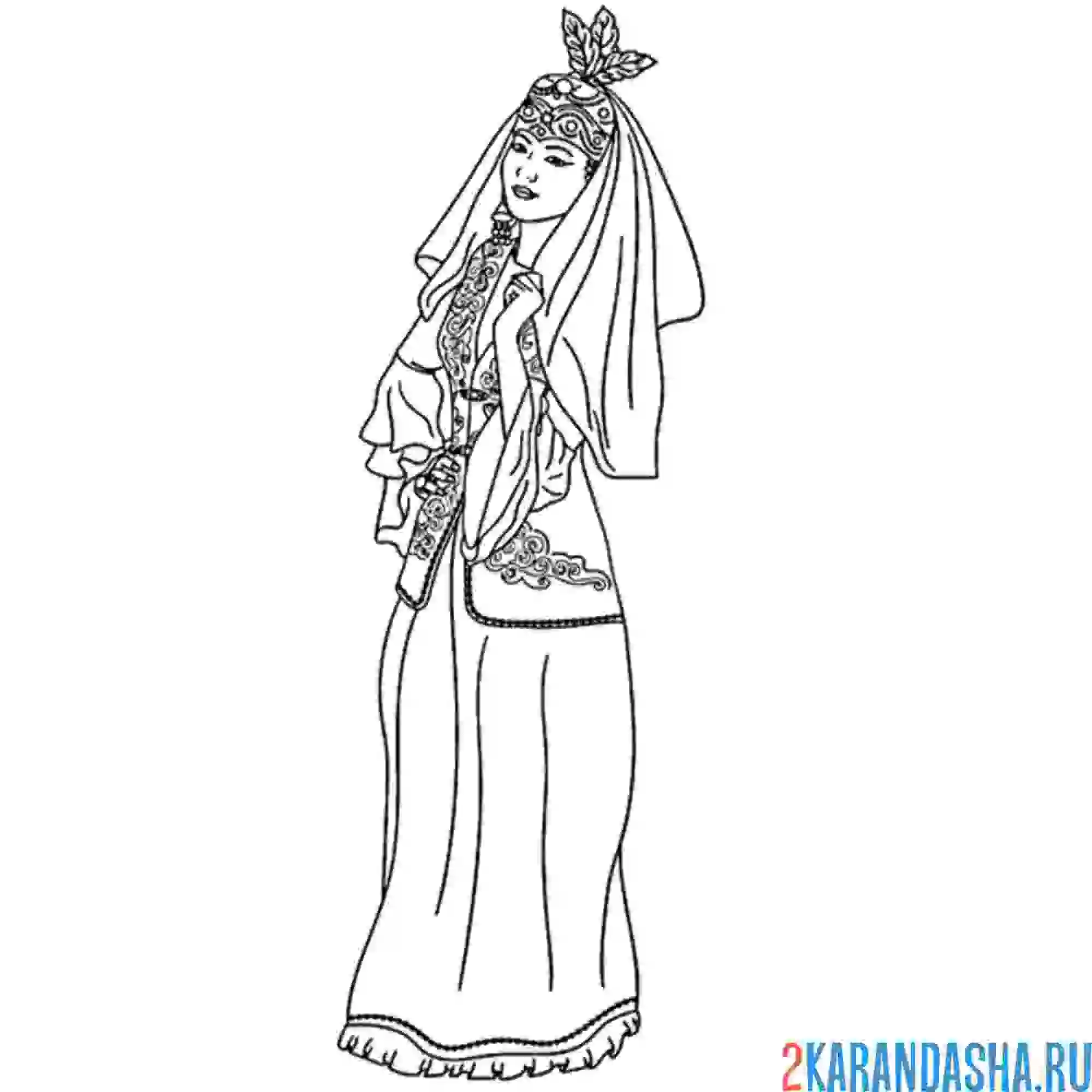 Раскраска костюм народов мира