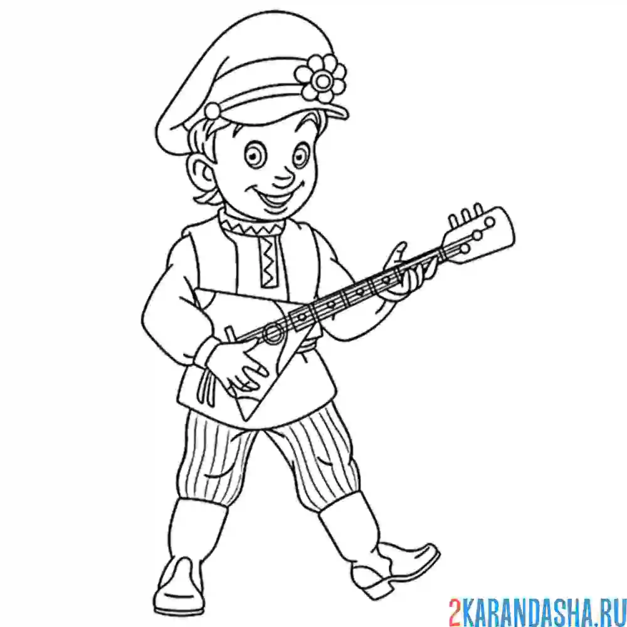 Раскраска мужской русский национальный костюм