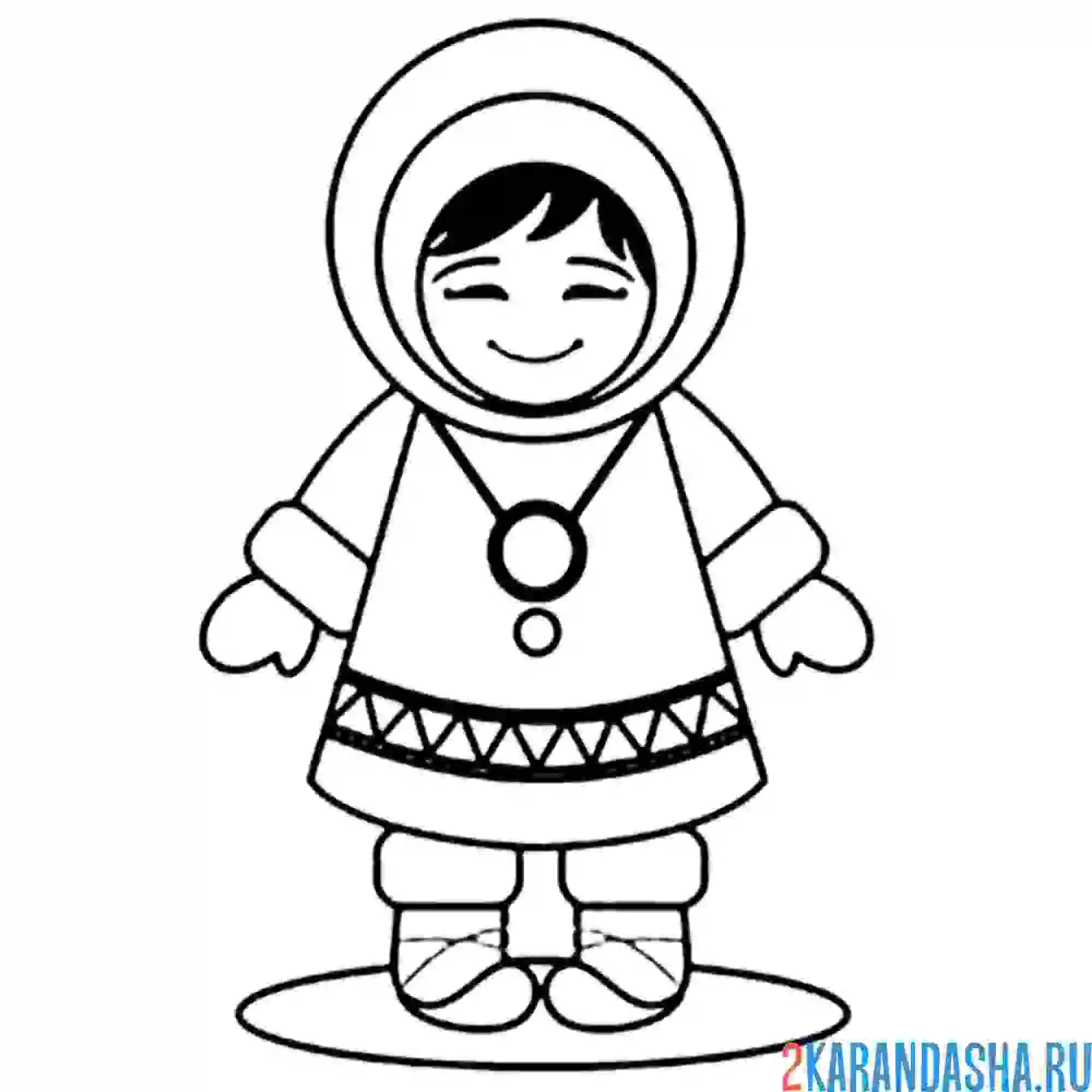 Раскраска национальный костюм чукча