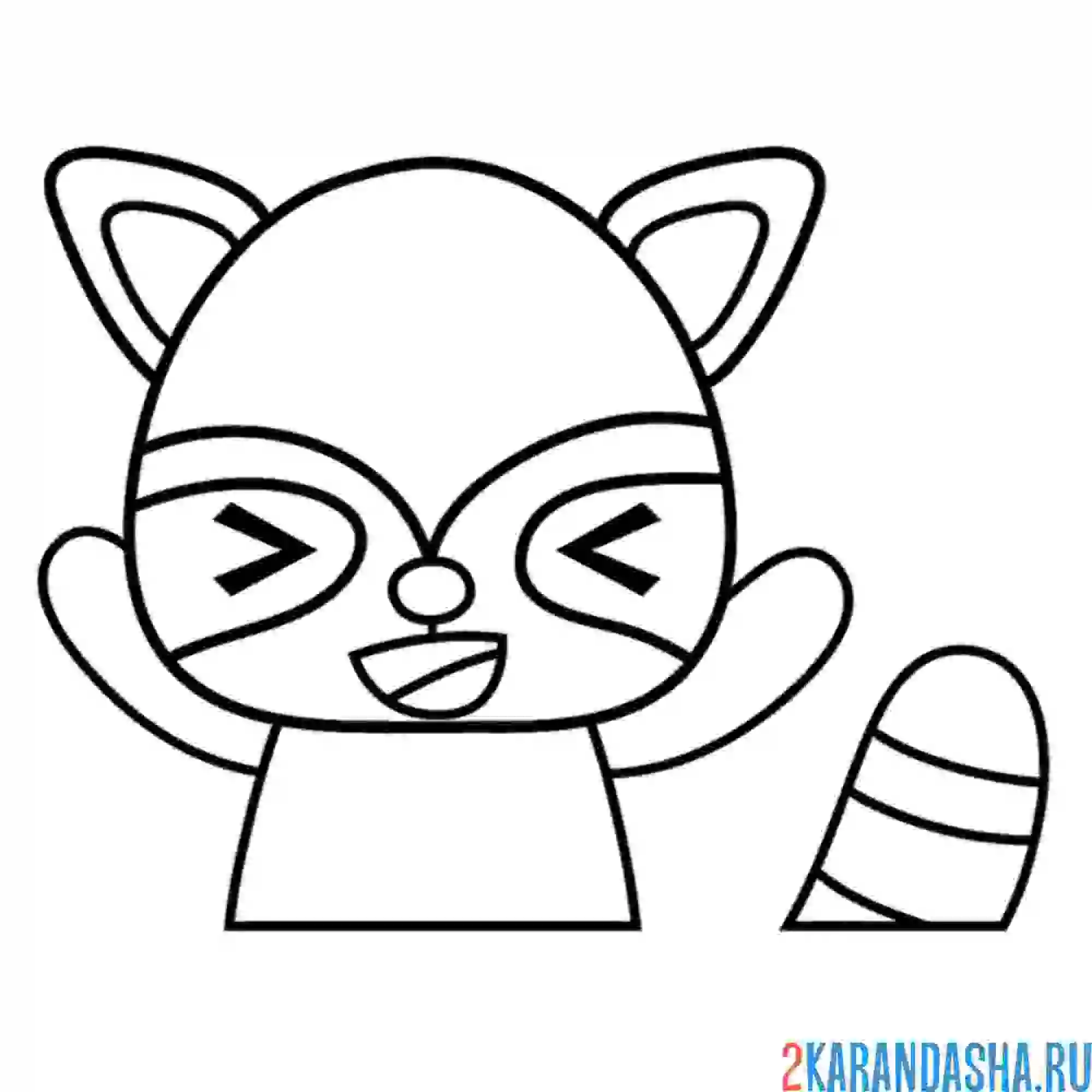 Раскраска енот пин