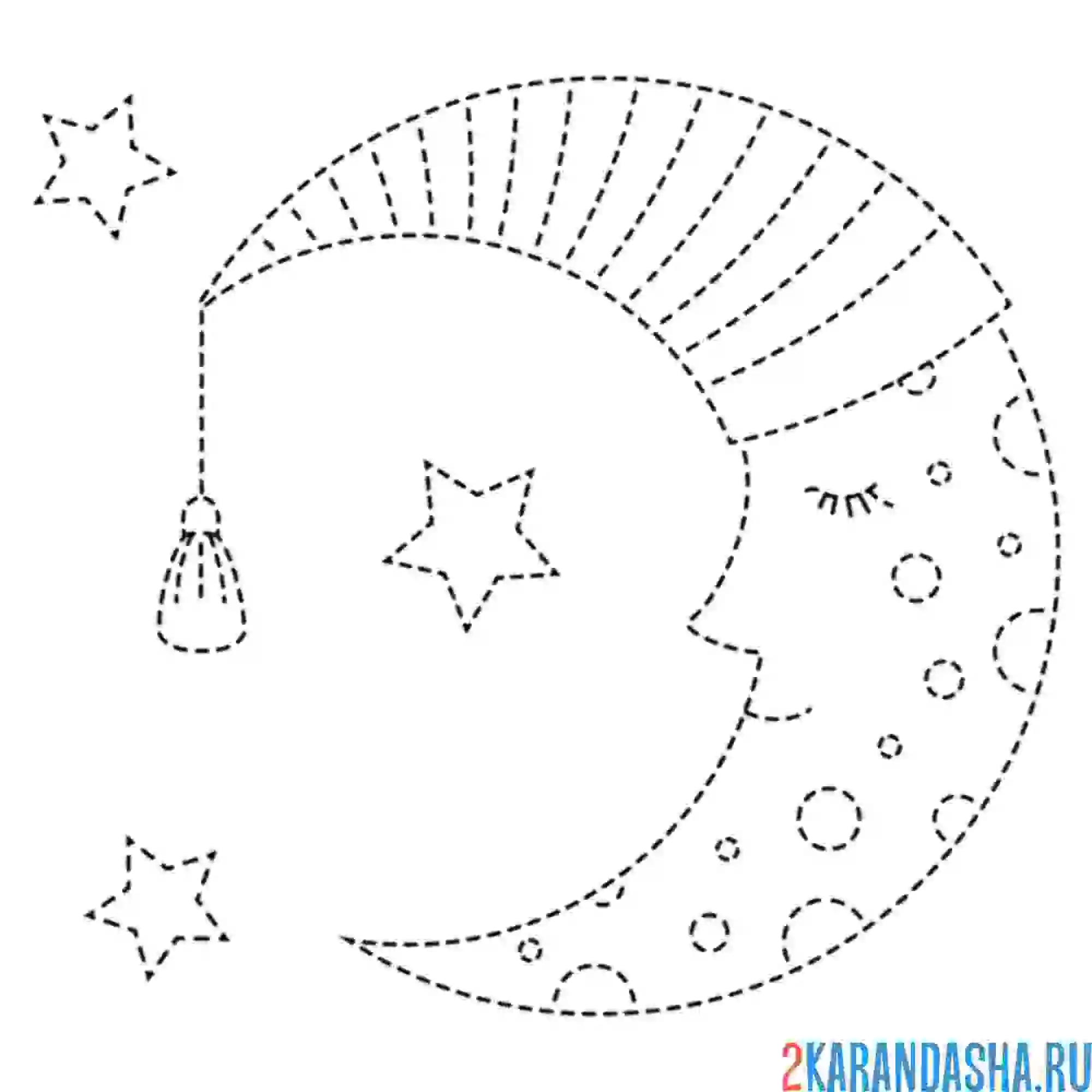 Раскраска луна месяц спит