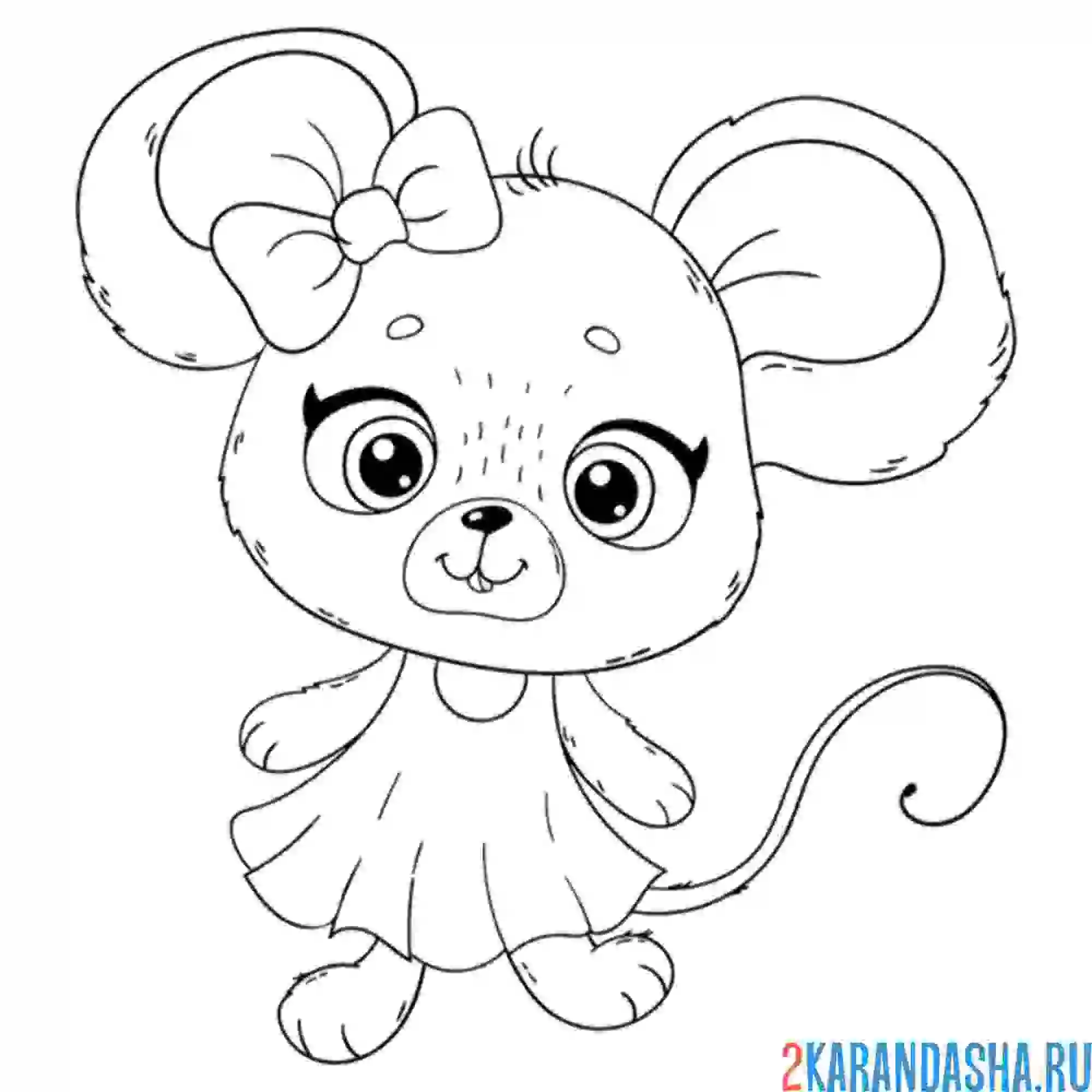 Раскраска мышка девочка