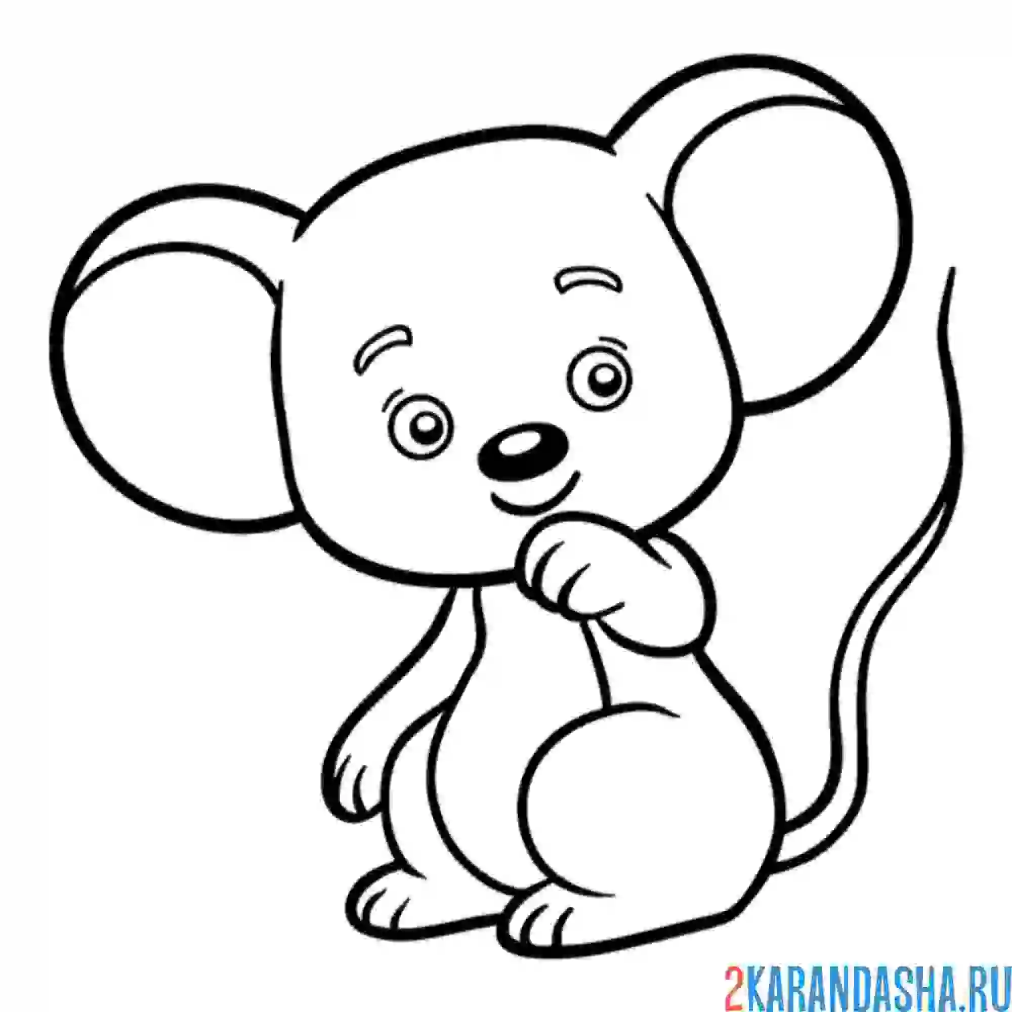 Раскраска мышь задумался