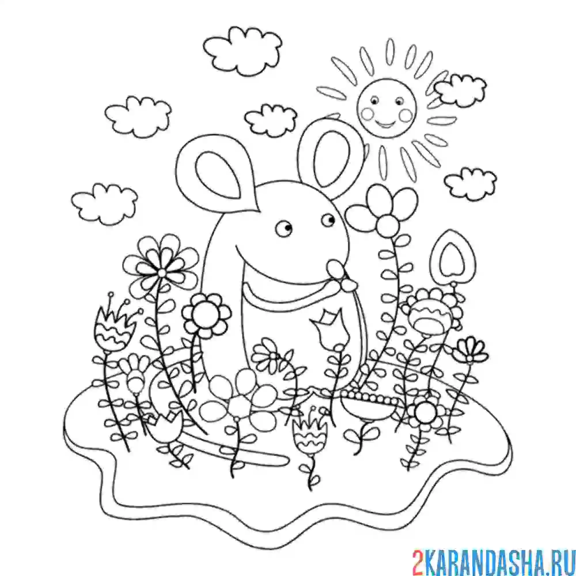 Раскраска мышка спряталась