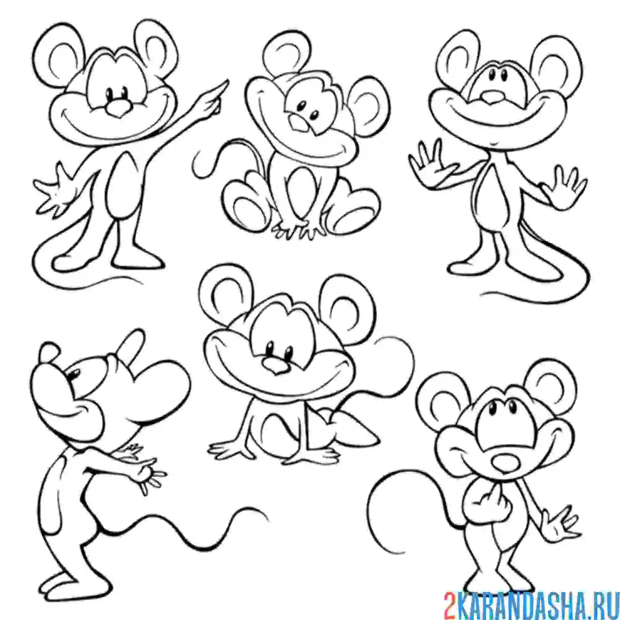 Раскраска набор мышки