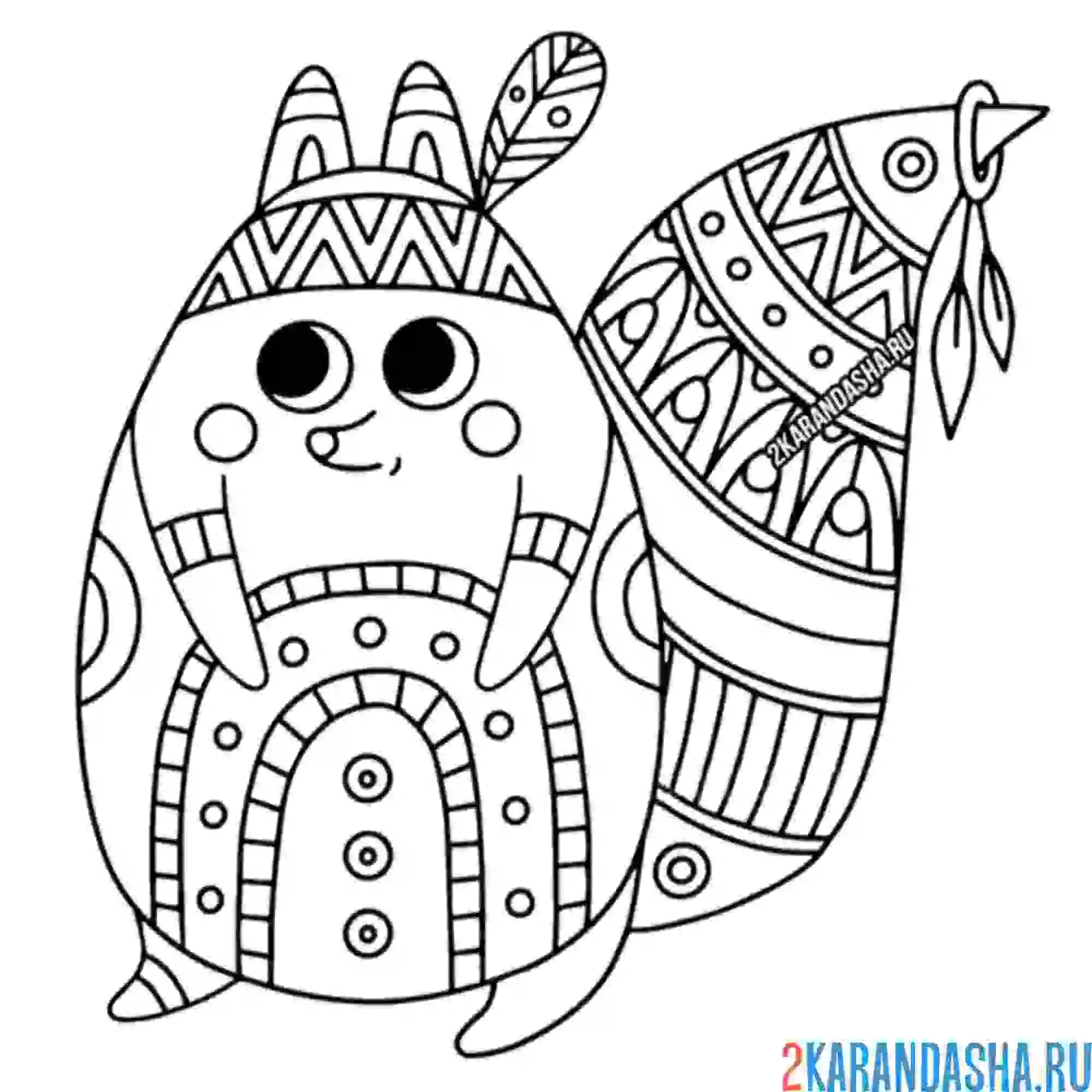 Раскраска антистресс бельчонок