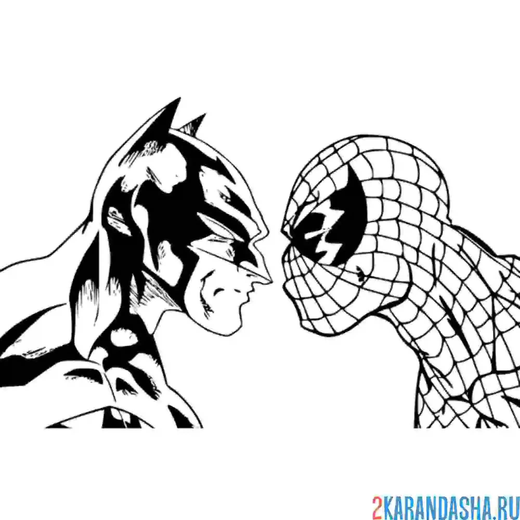 Раскраска бэтмен и человек-паук