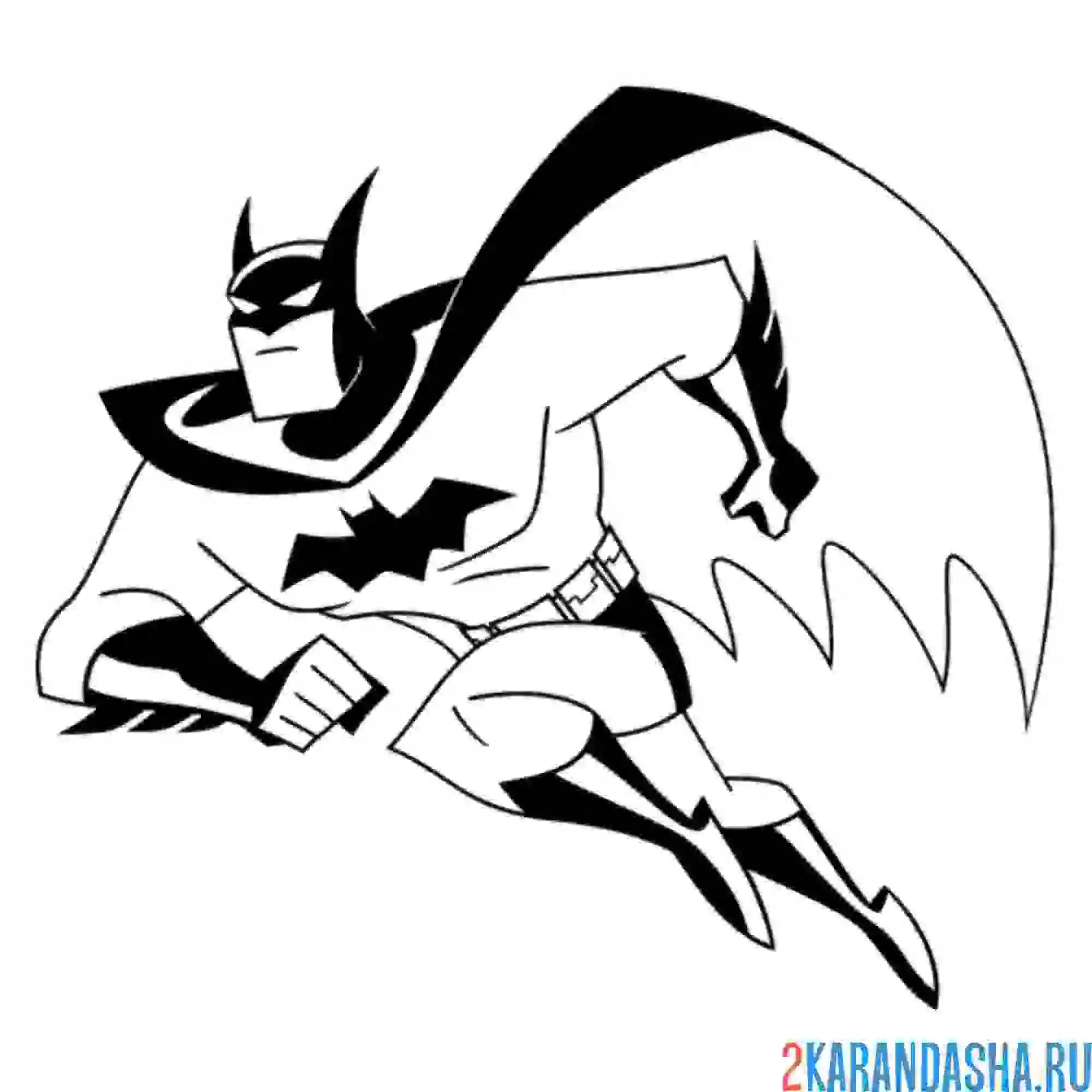 Раскраска бэтмен летит рисунок