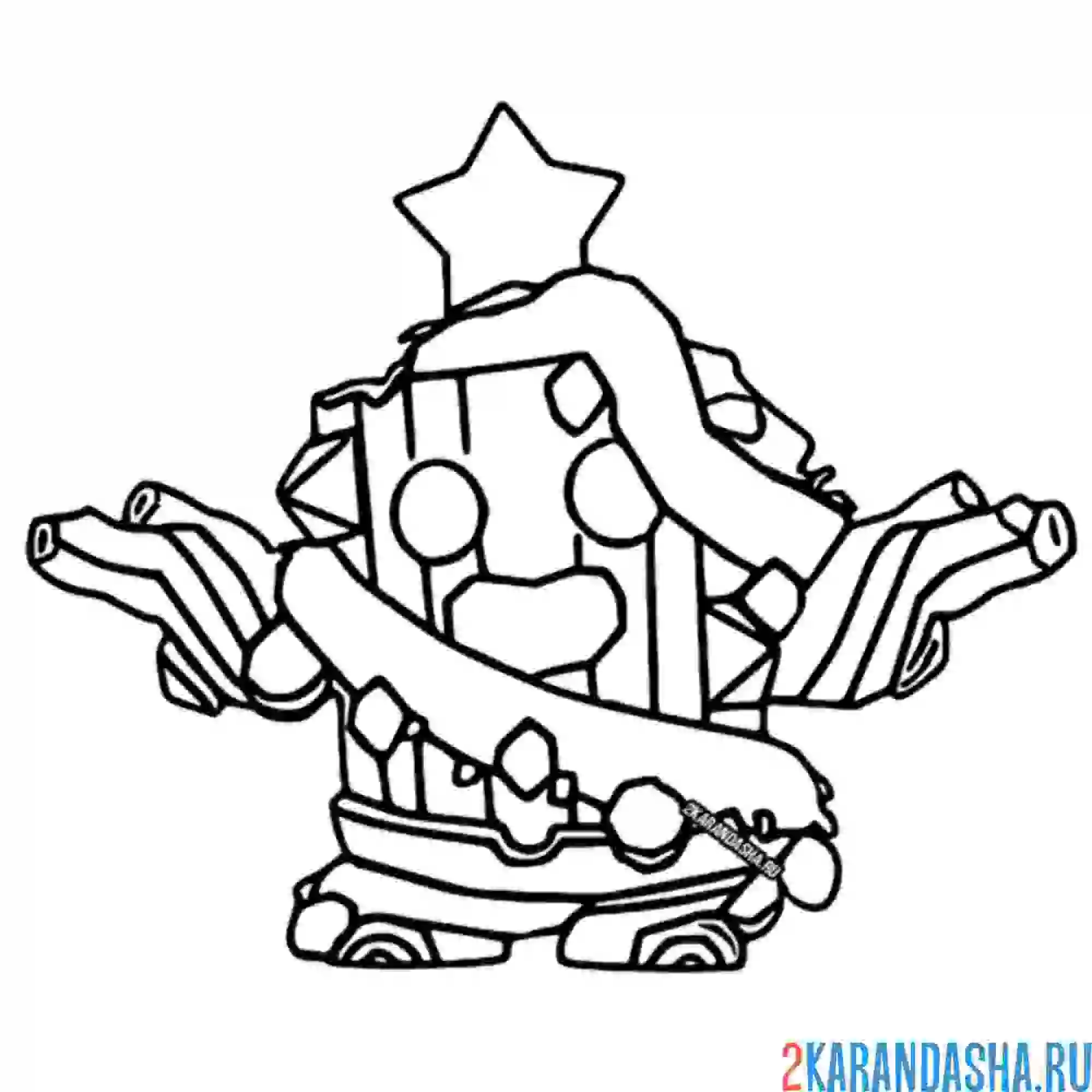 Раскраска бревноновогодний спайк