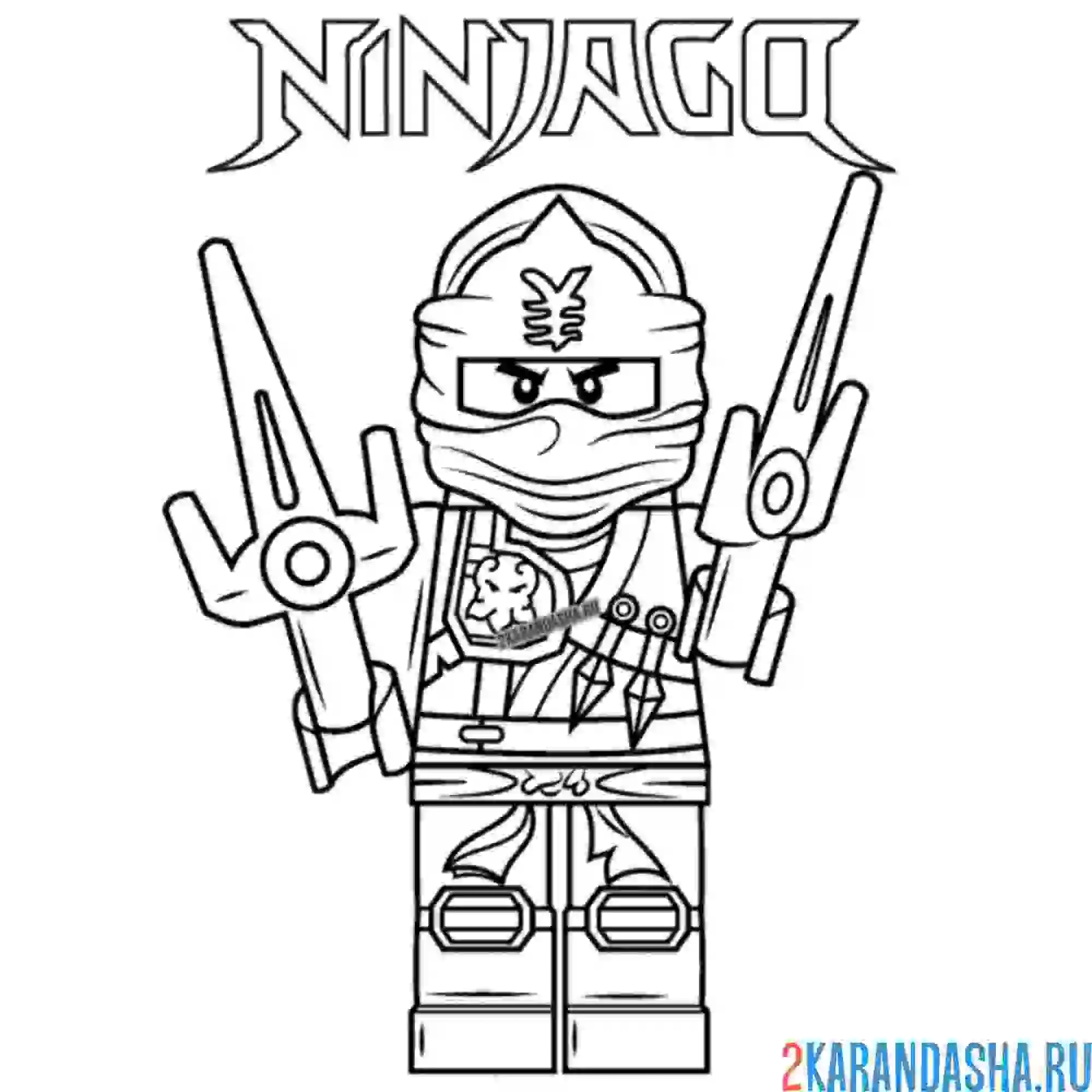 Раскраска джей ниндзя с оружием