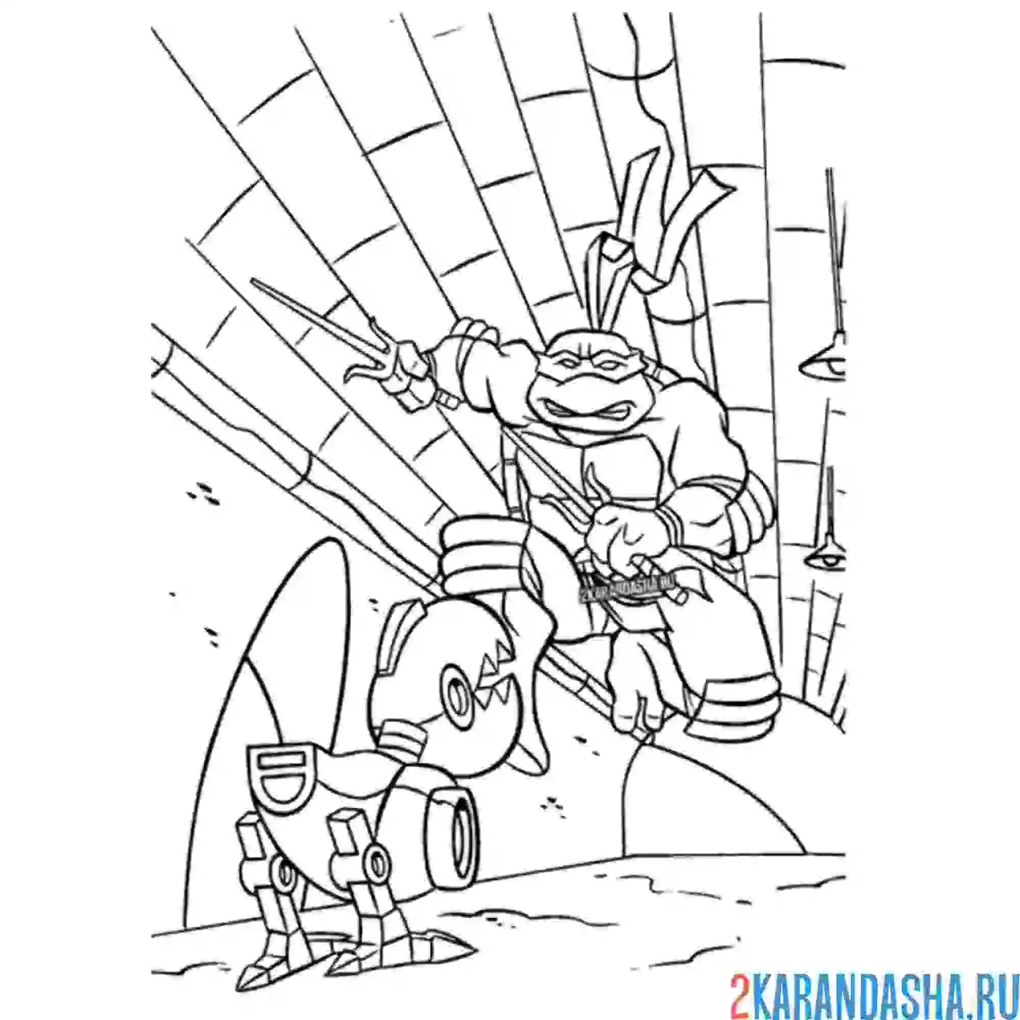 Раскраска донателло черепашка-ниндзя атакует
