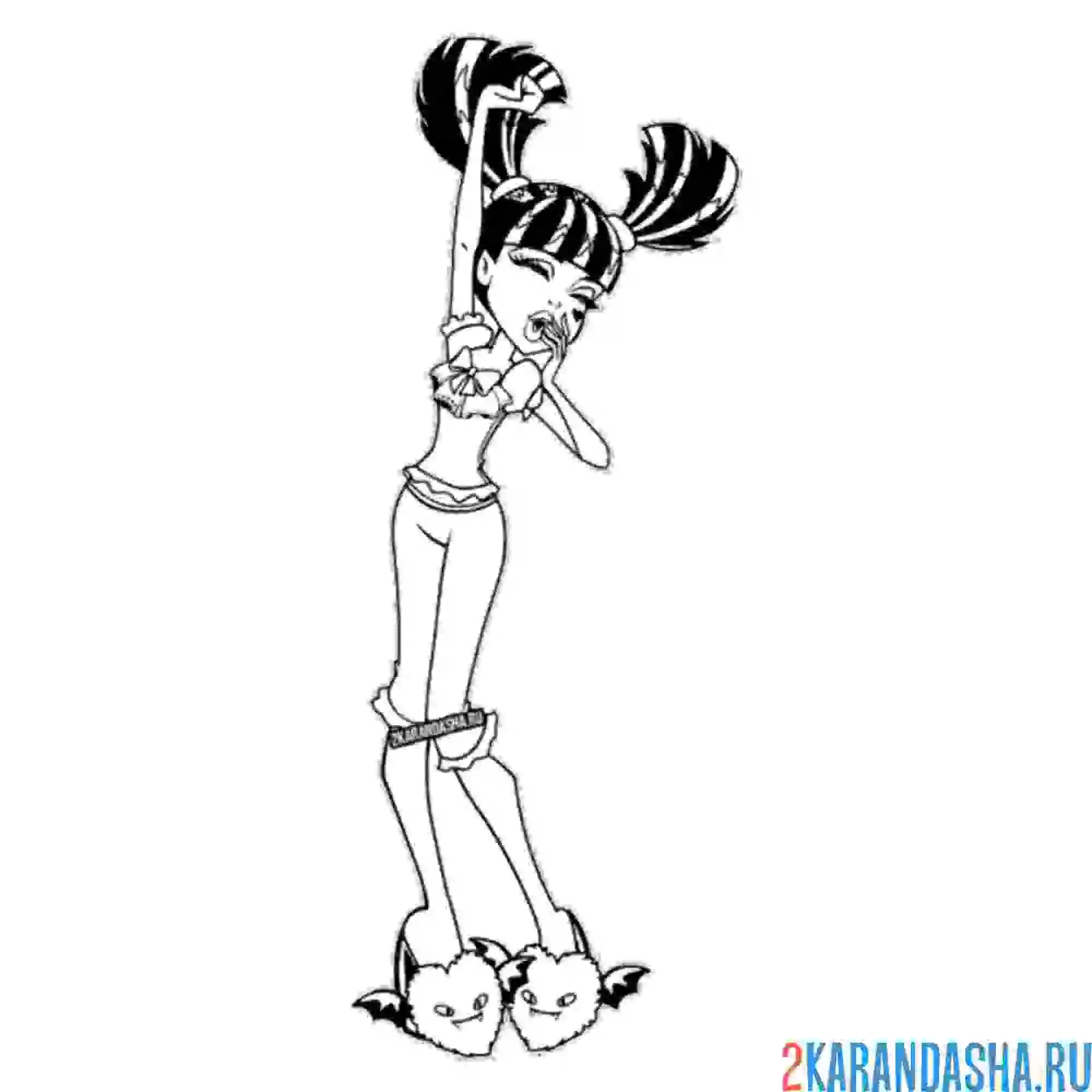 Раскраска монстр хай дракулаура в пижаме