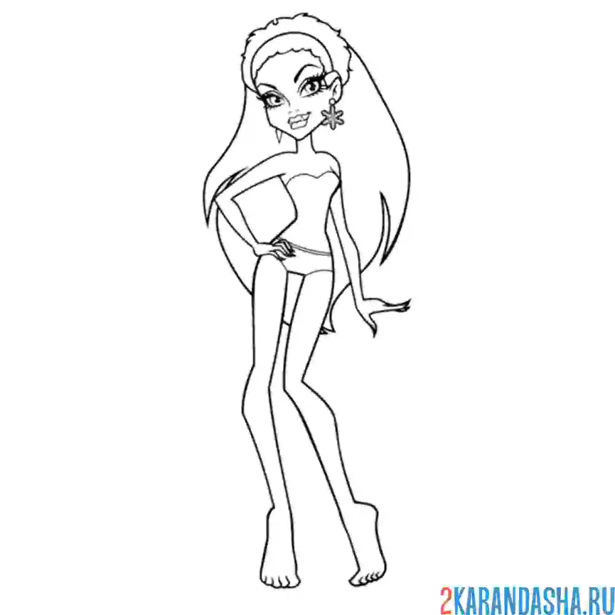 Раскраска монстр хай эбби боминейбл в купальнике