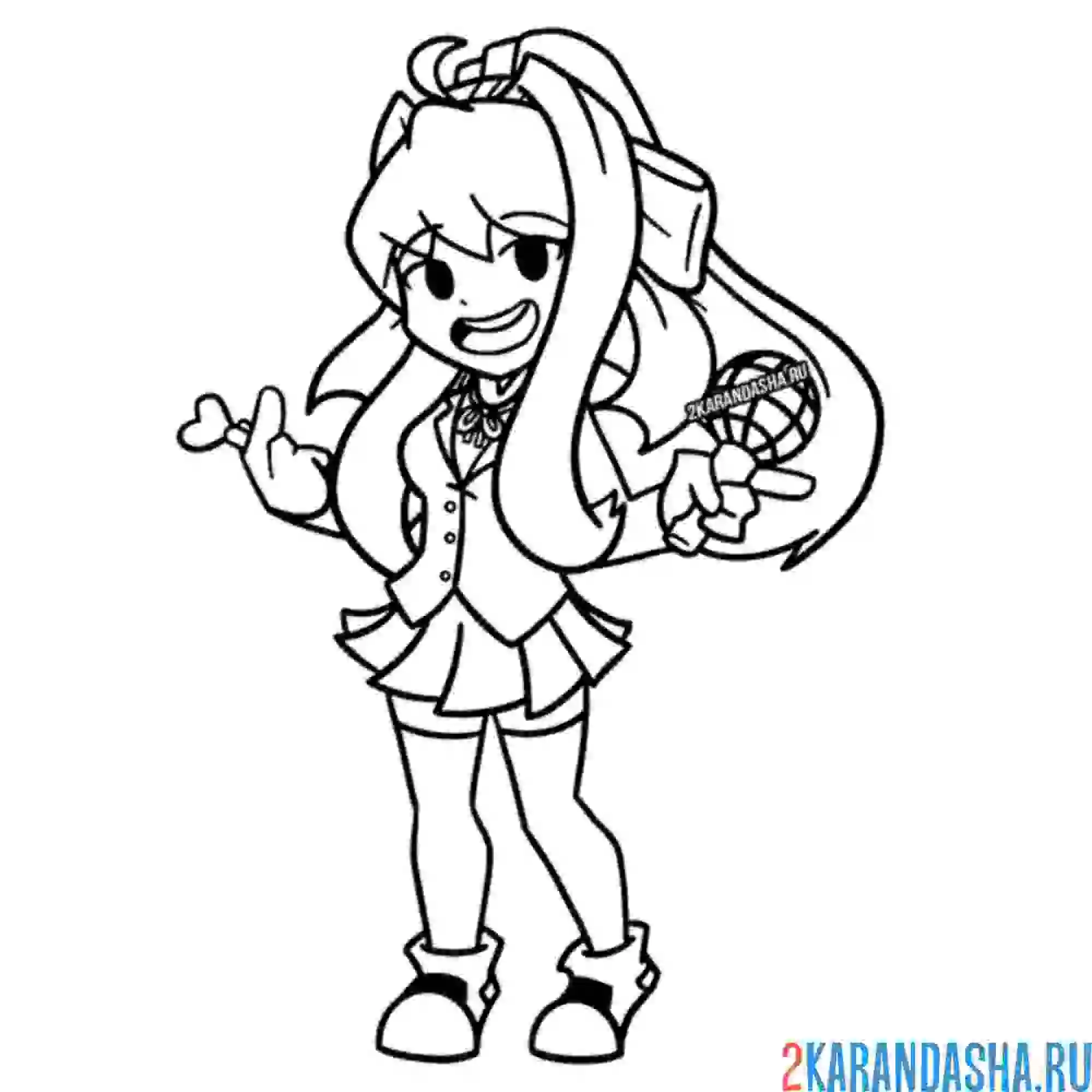 Раскраска friday night funkin моника