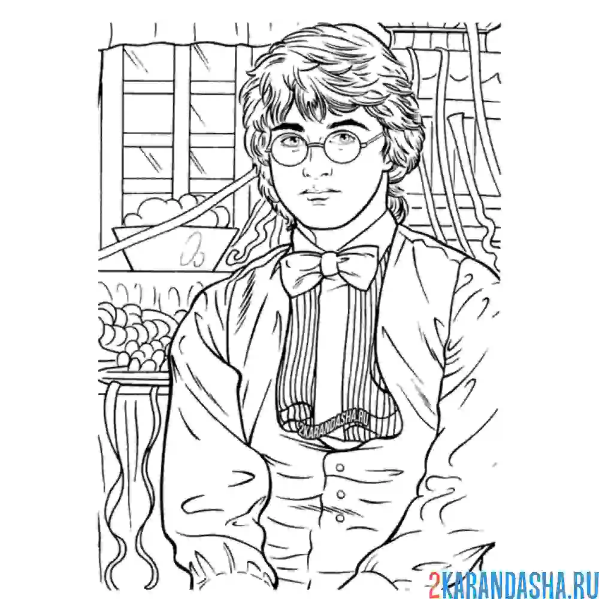 Раскраска гарри поттер нарядный