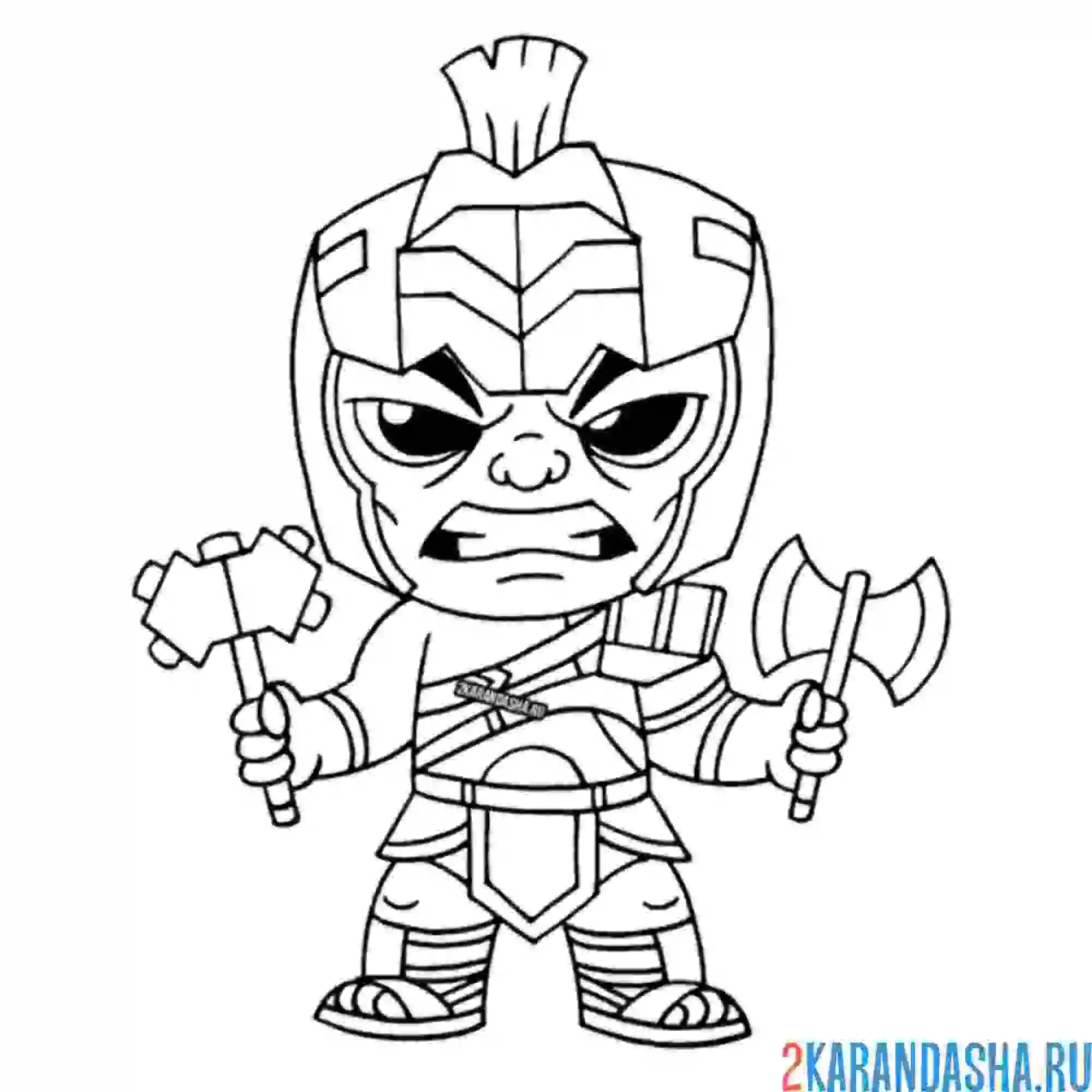 Раскраска халк гладиатор в шлеме