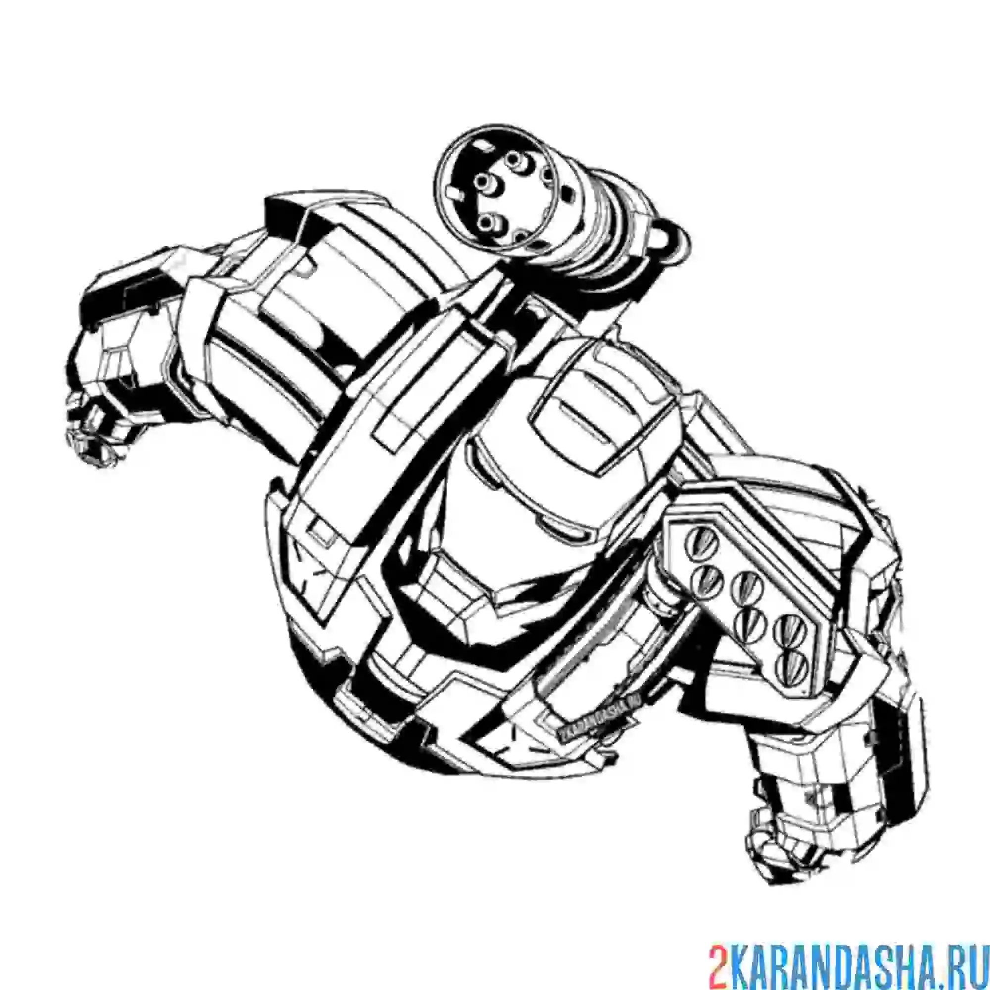 Раскраска железный человек летит