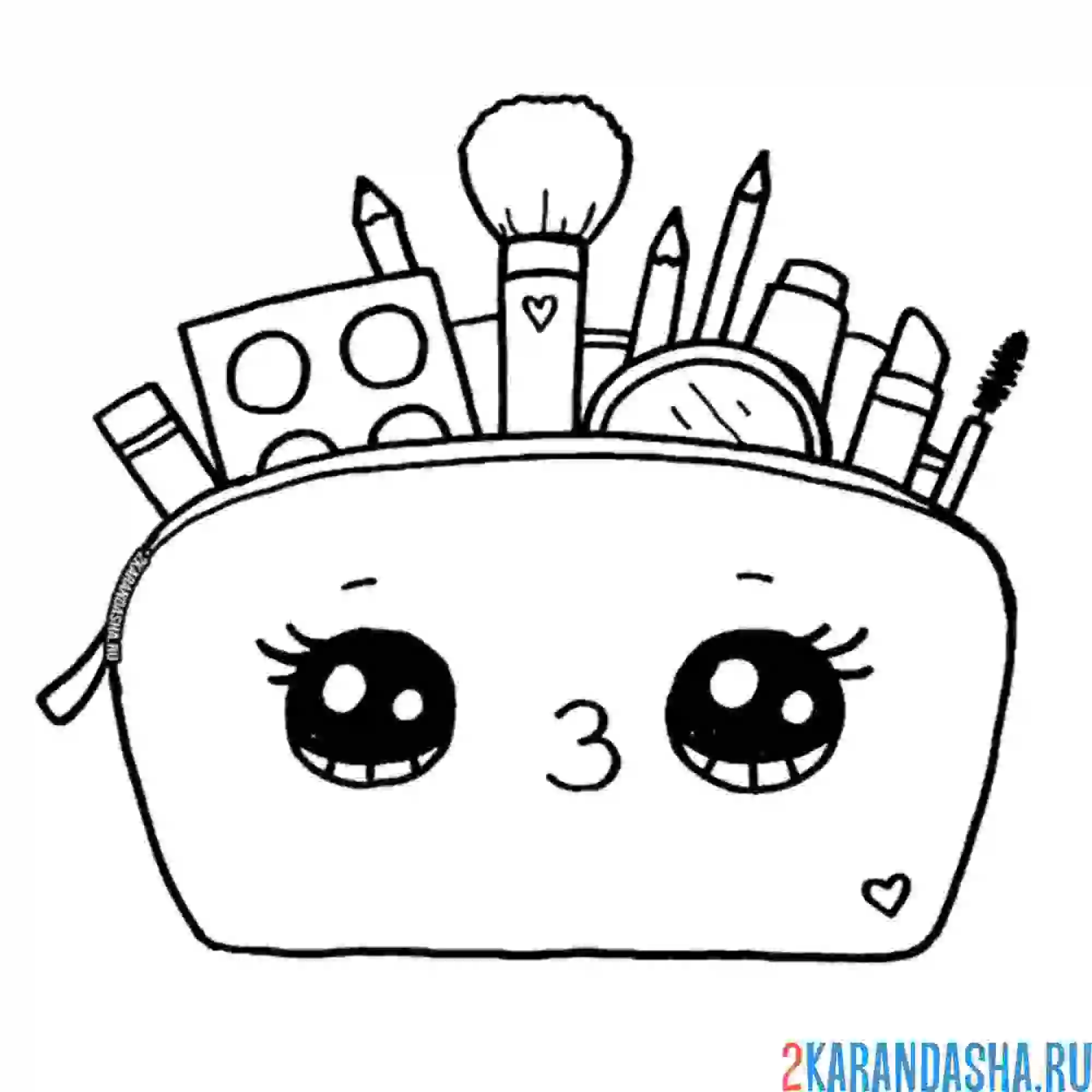 Раскраска косметичка с косметикой