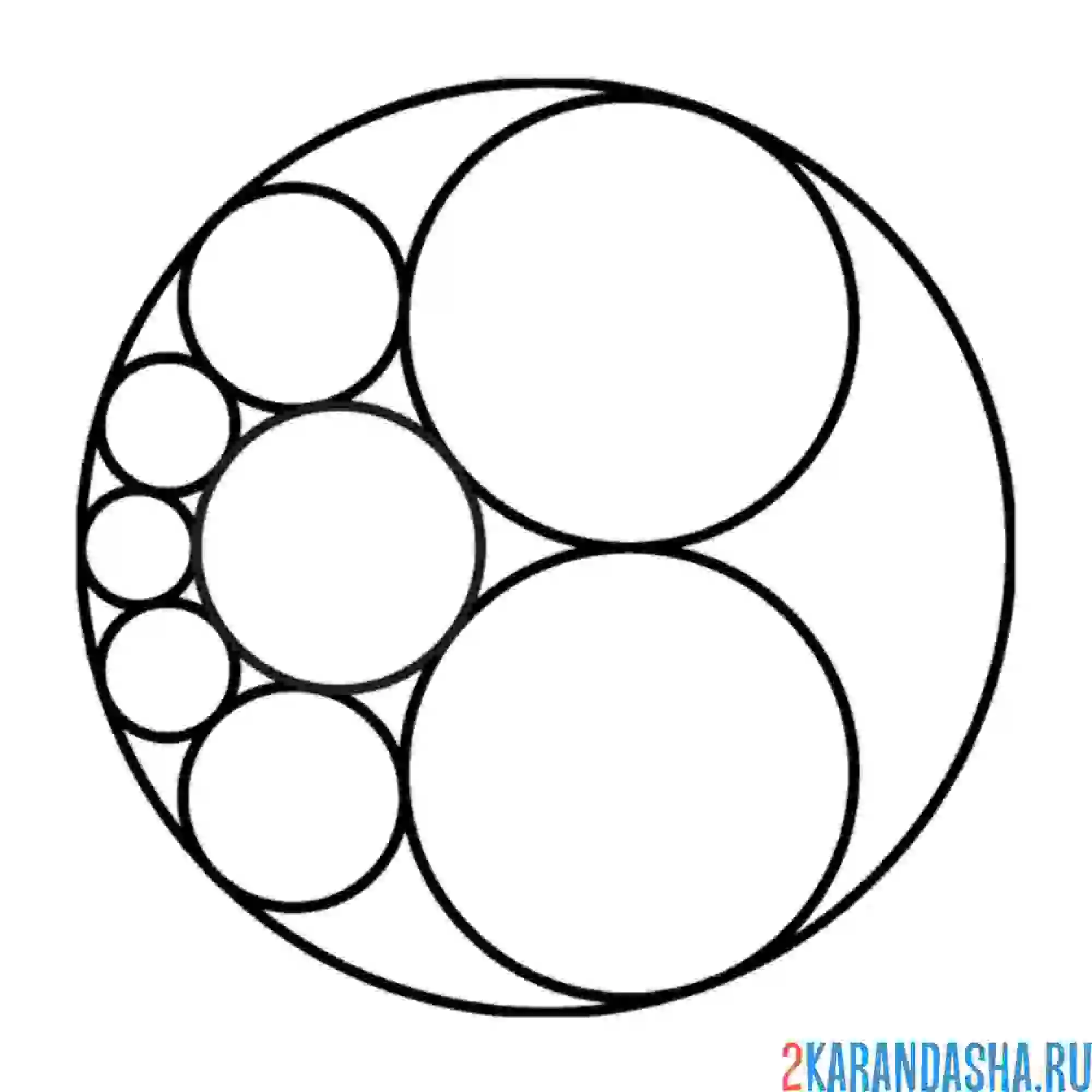 Раскраска круги разного диаметра