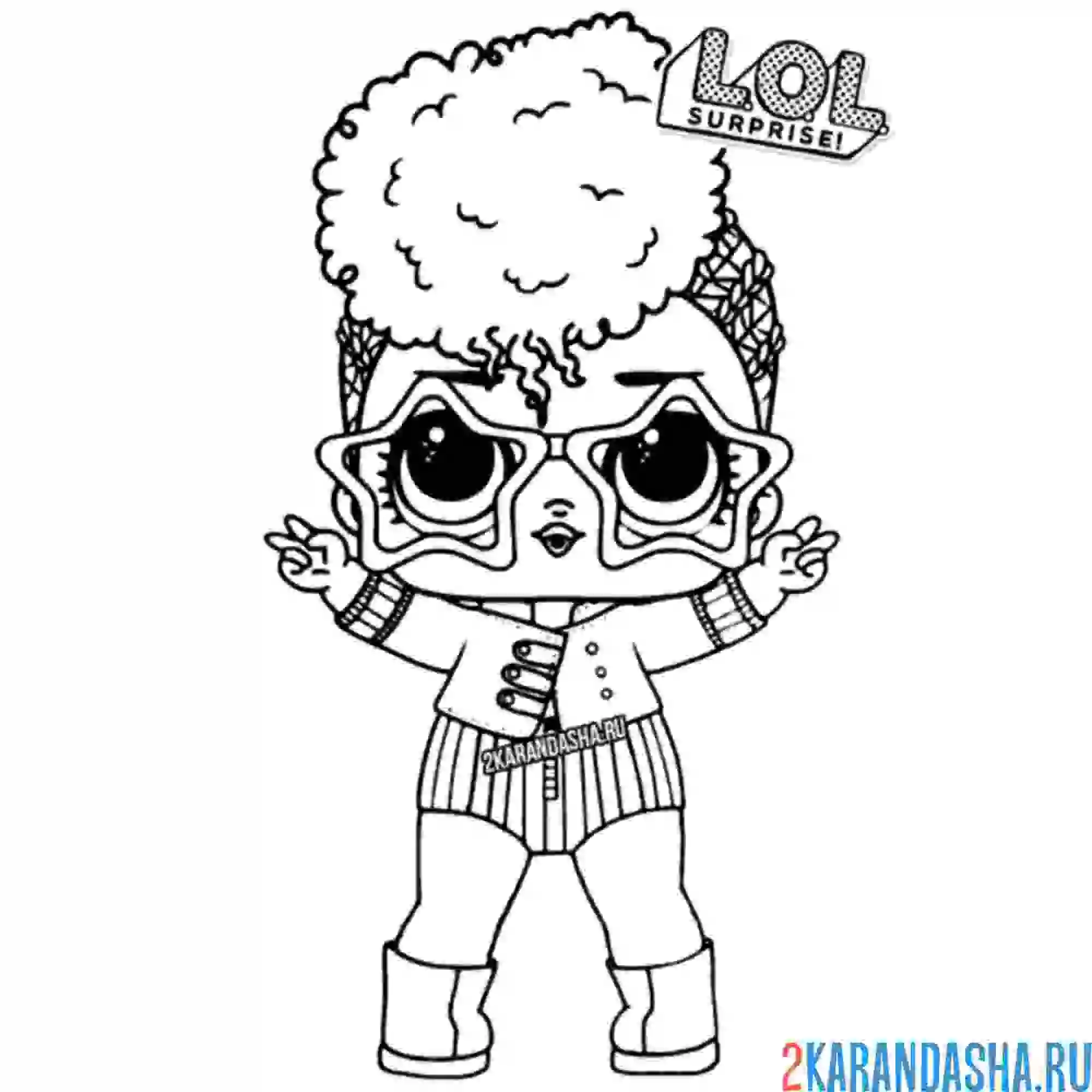 Раскраска кукла лол звезда стар в очках