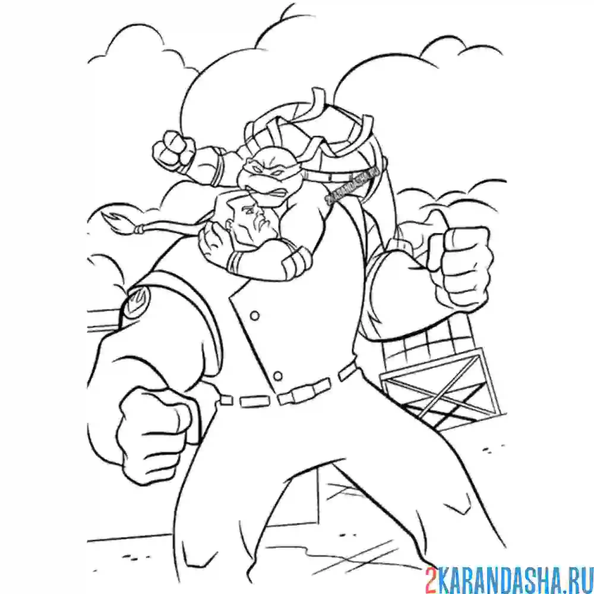 Раскраска леонардо черепашка-ниндзя в драке