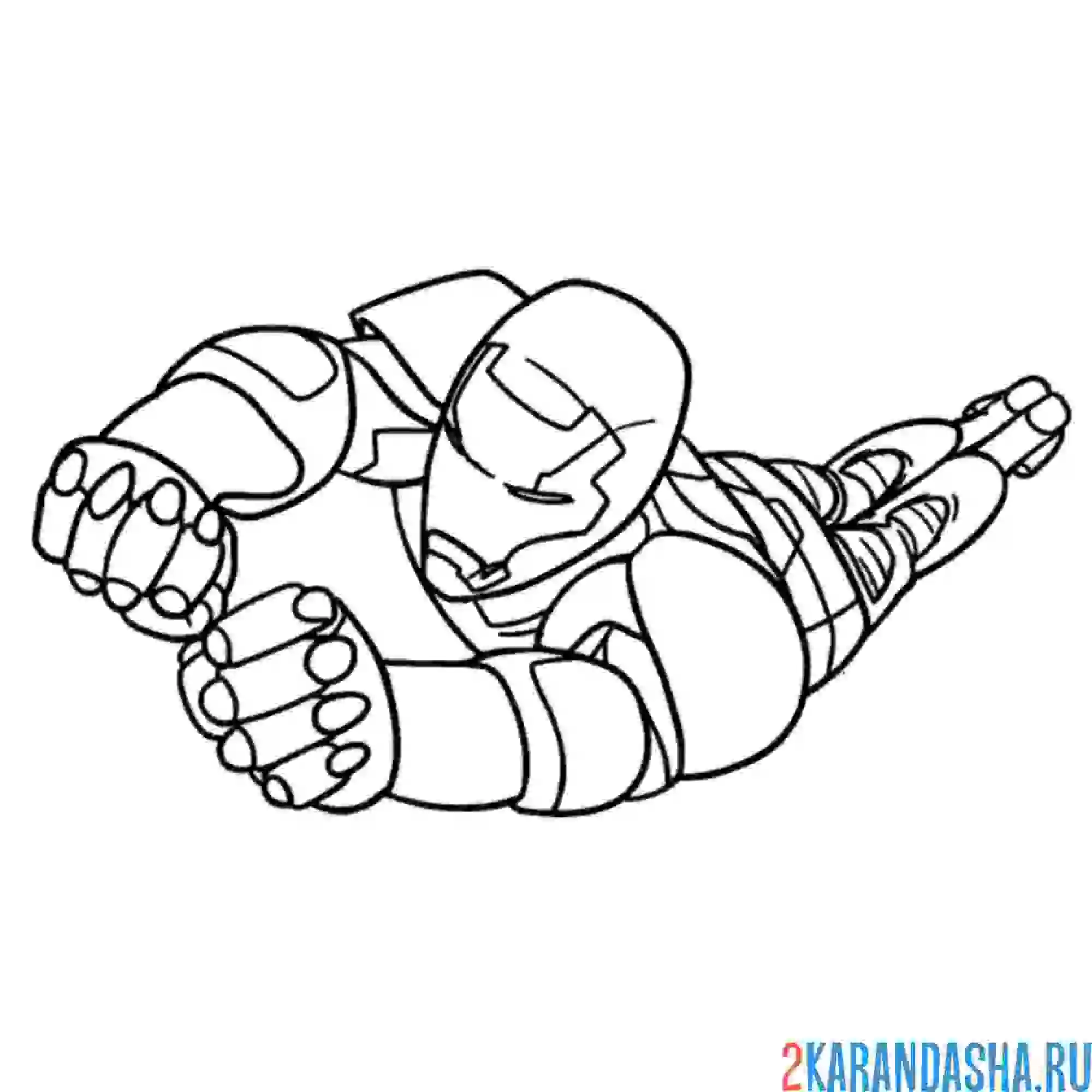 Раскраска летит железный человек спасать мир