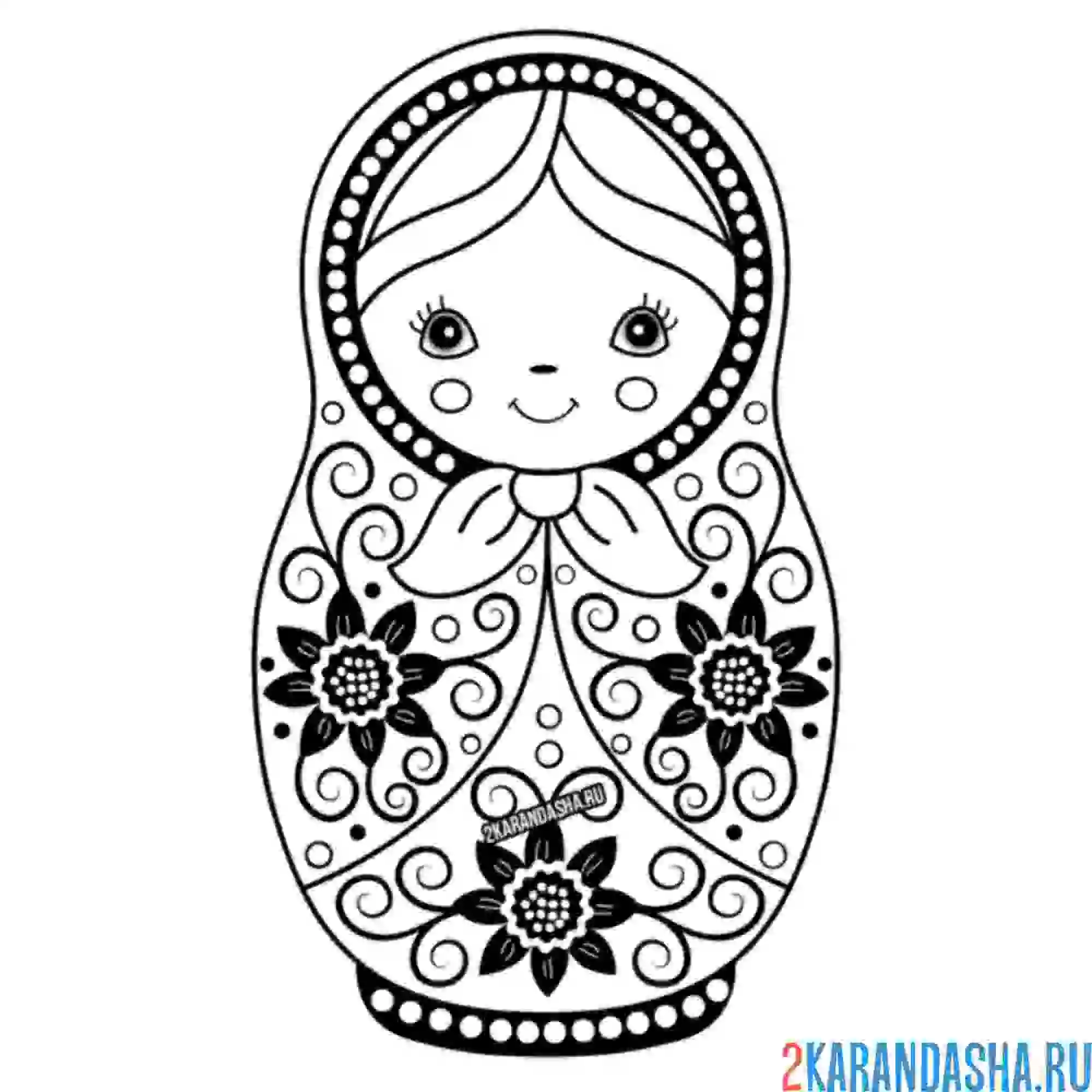 Раскраска матрешка маня