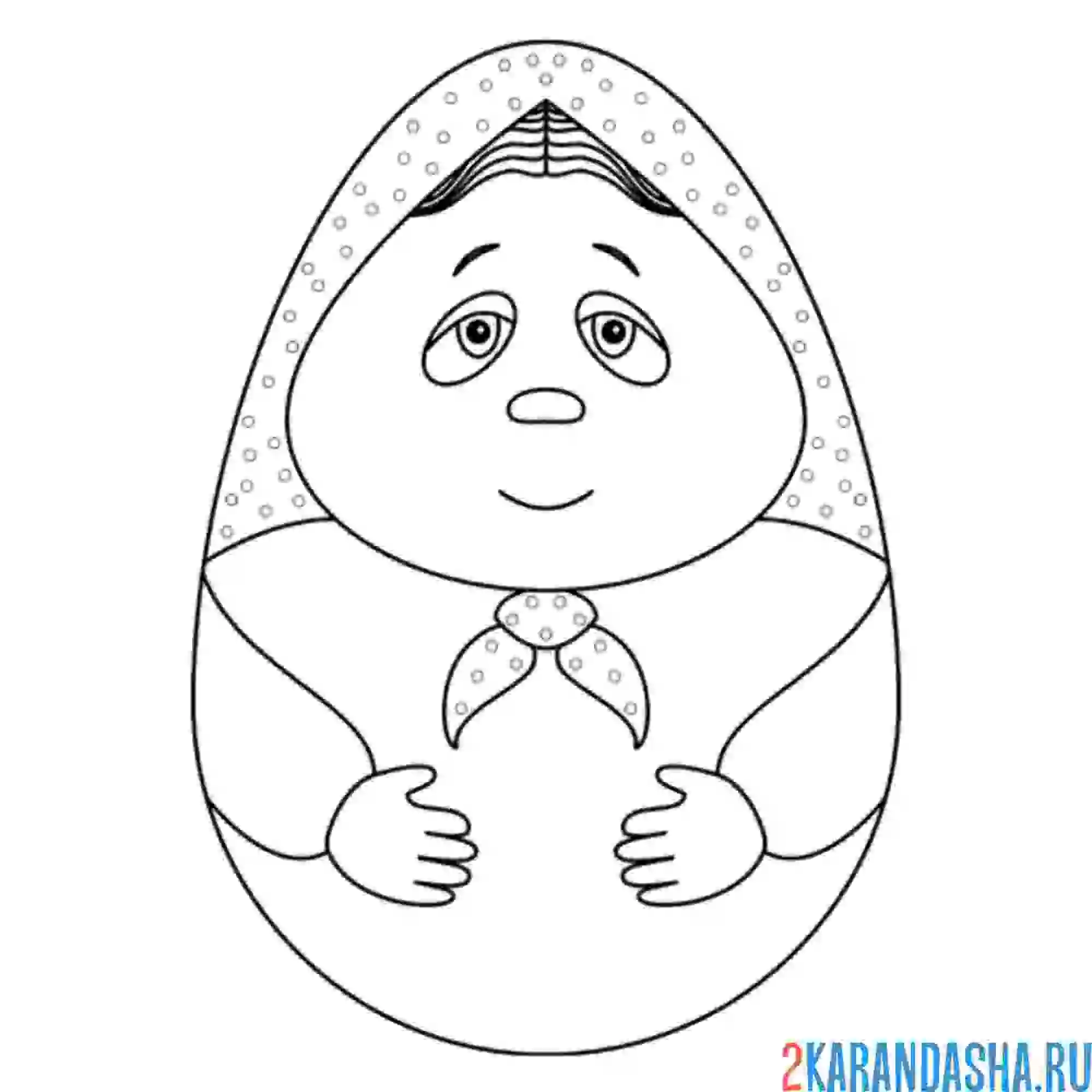 Раскраска матрешка в форме яичка