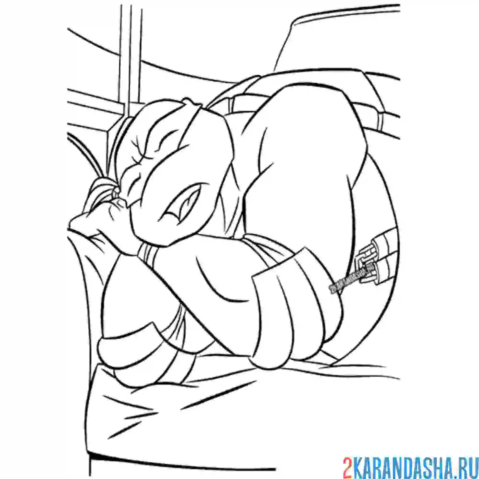 Раскраска микеланджело черепашка-ниндзя спит