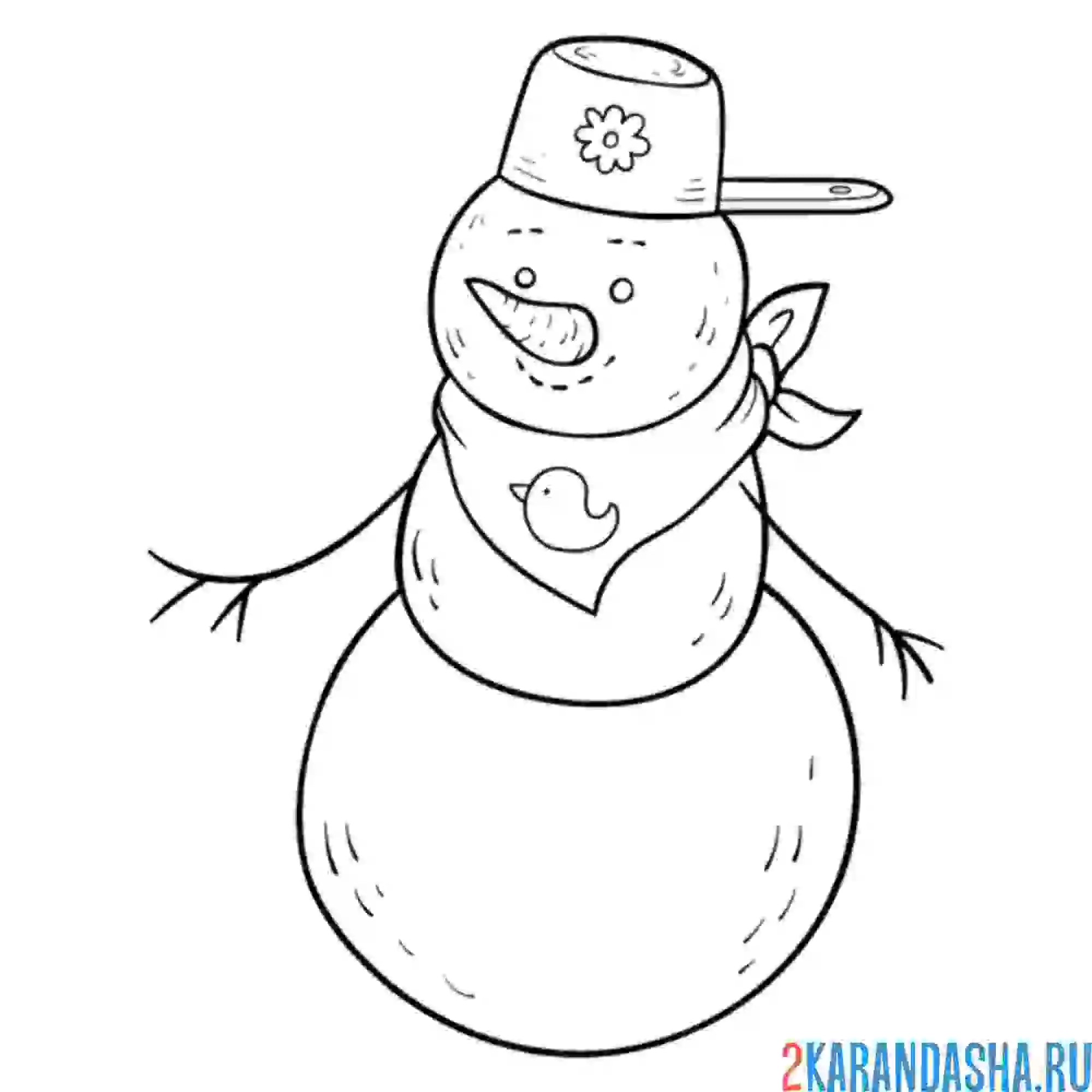 Раскраска модный снеговик
