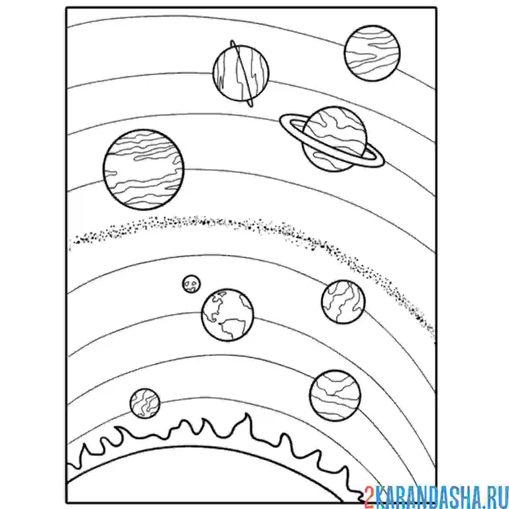 Раскраска напиши названия планет солнечной системы