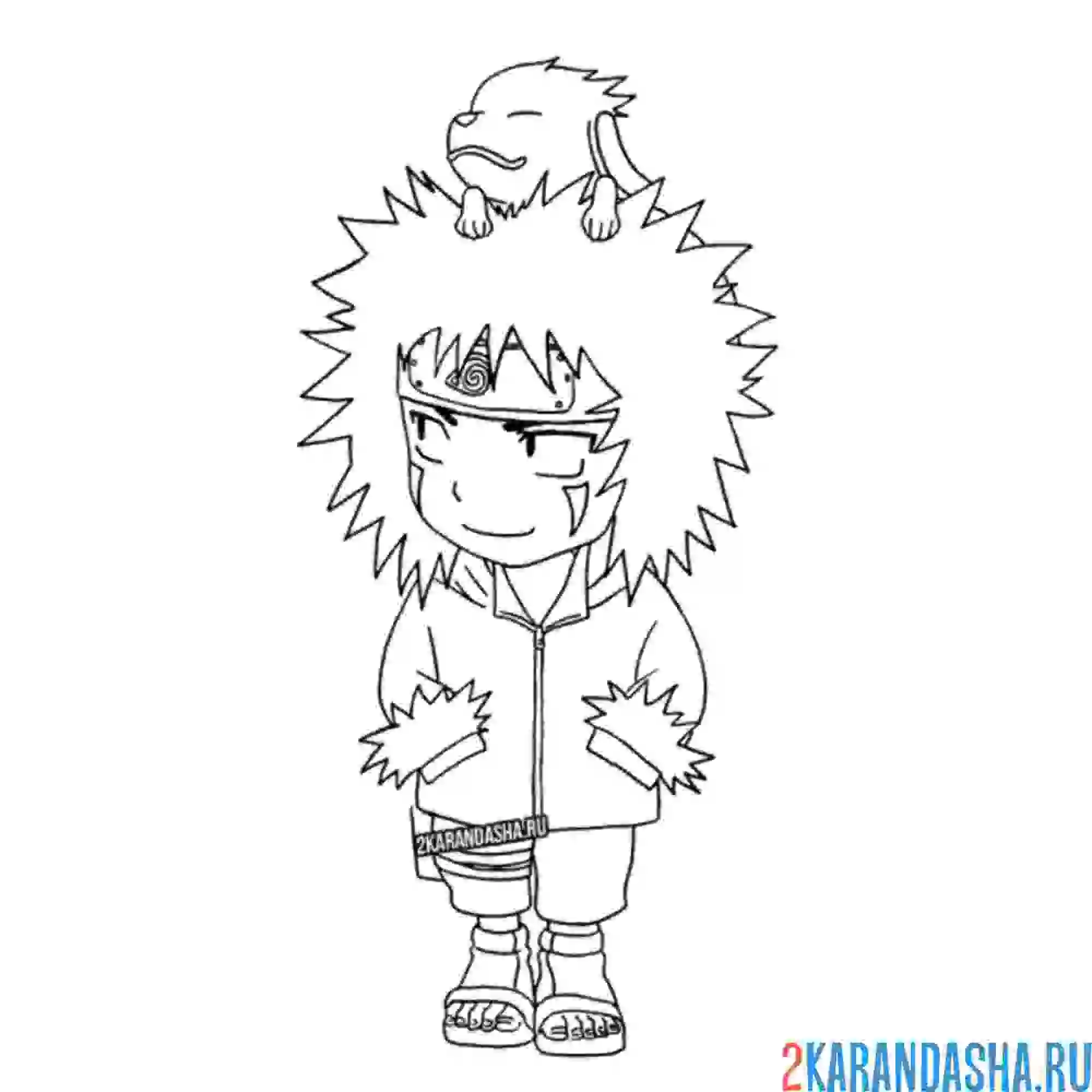 Раскраска наруто с собачкой