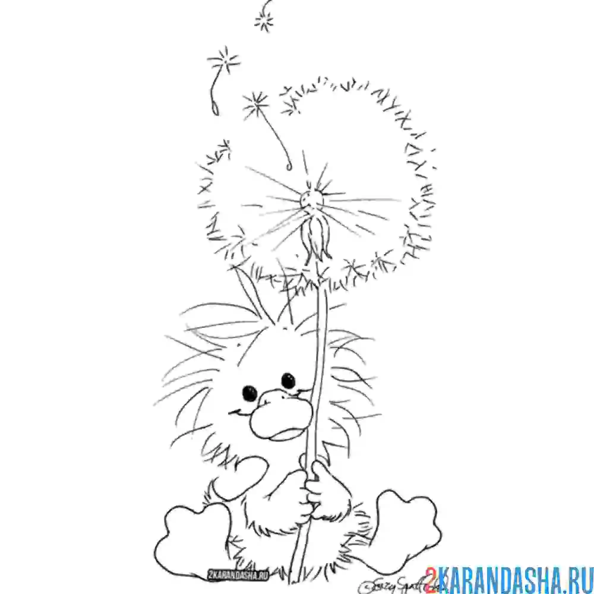 Раскраска одуванчик и уточка