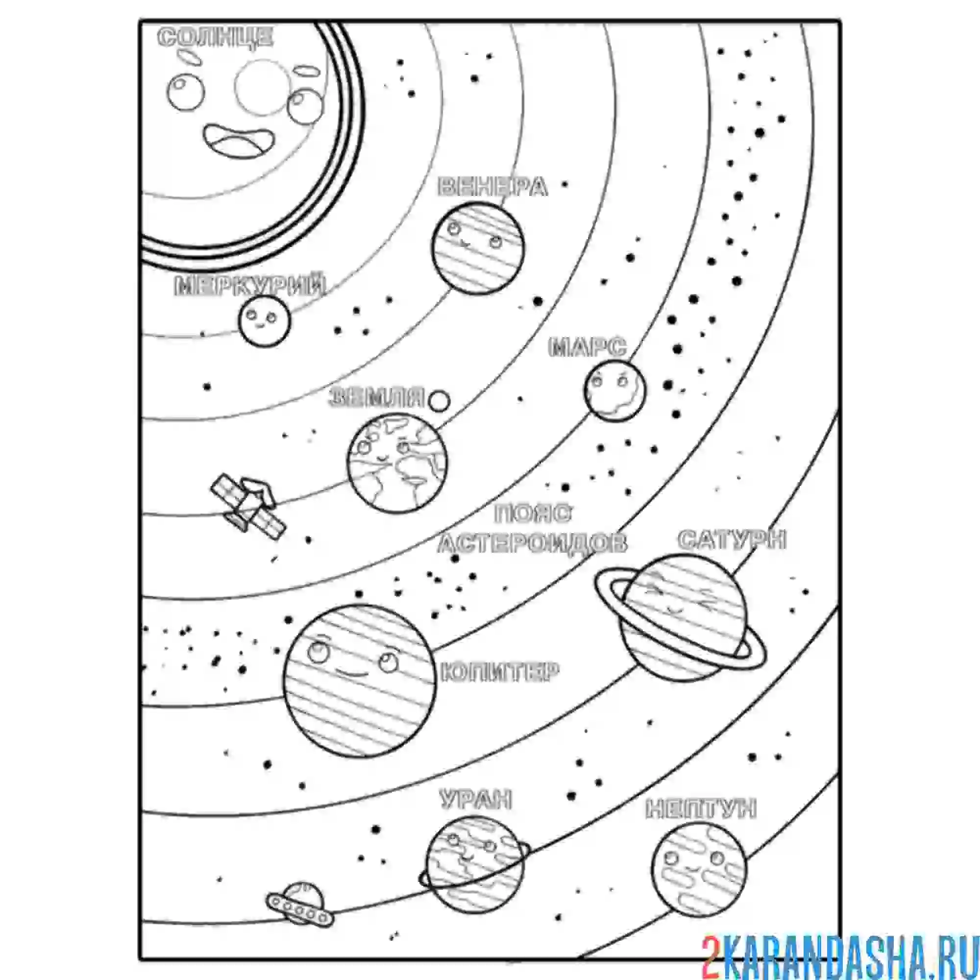 Раскраска планеты с названием