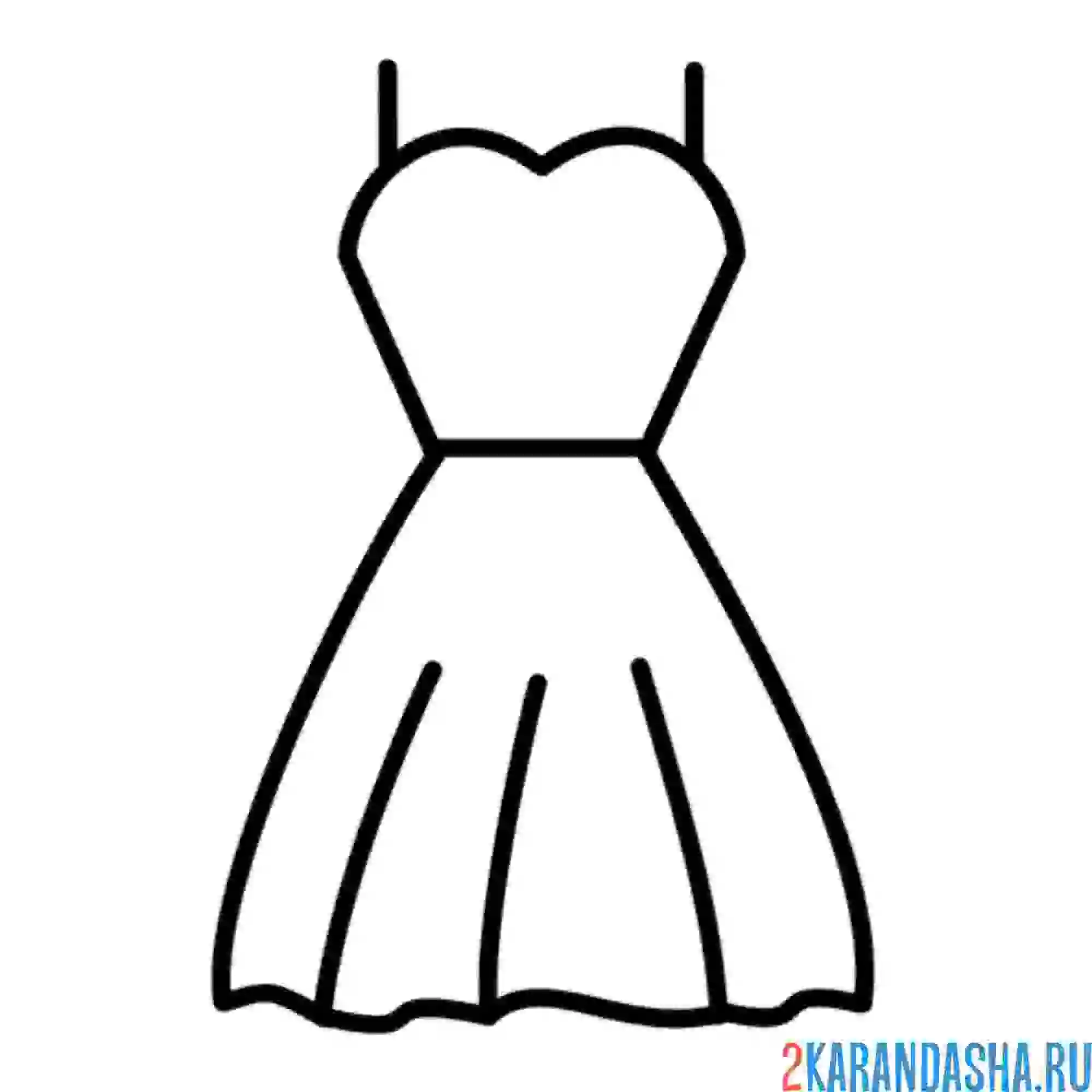 Раскраска платье на тонких лямках