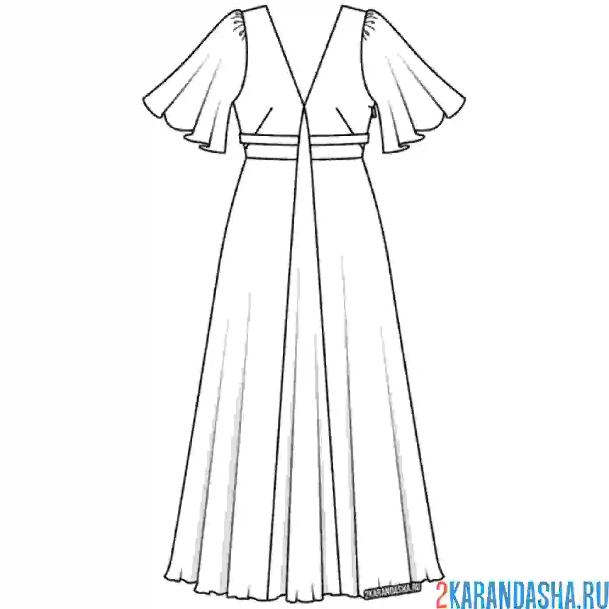 Раскраска платье в пол
