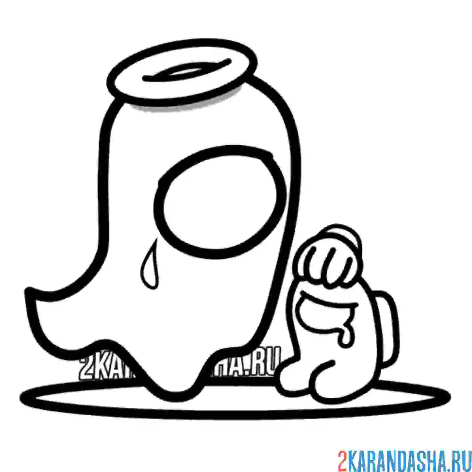 Раскраска амонг ас призрак и мини член экипажа