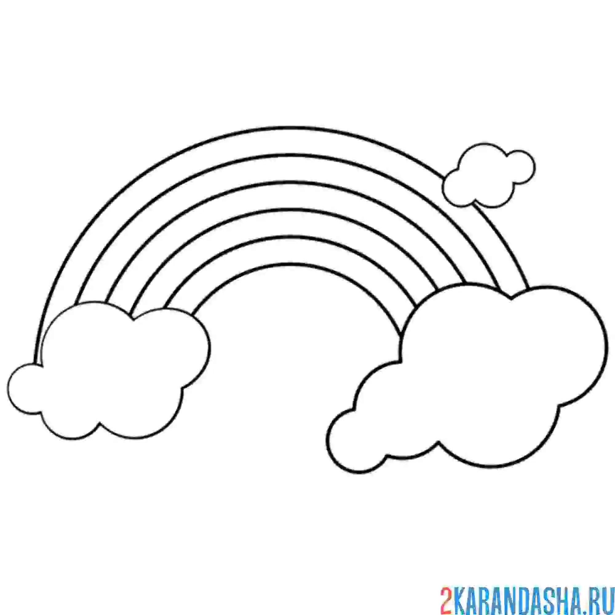Раскраска радуга и облачка