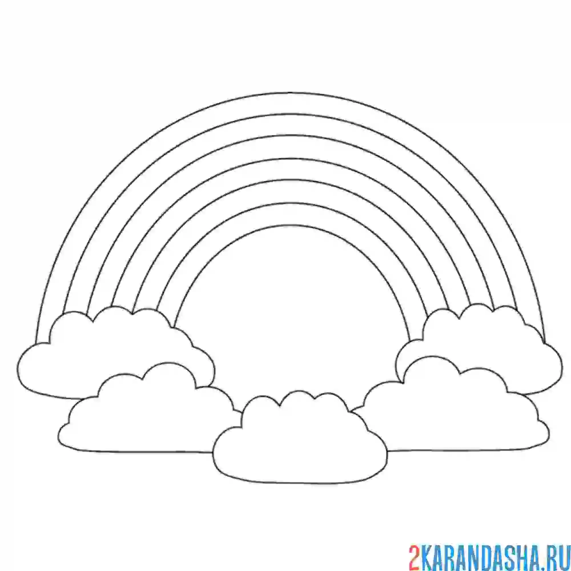 Раскраска радуга с облаками