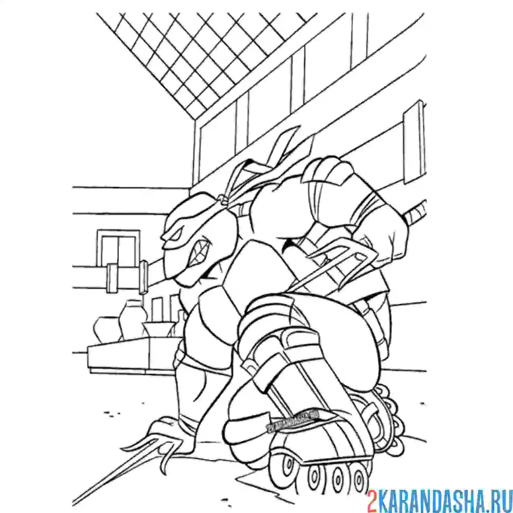Раскраска рафаэль черепашки-ниндзя на роликах