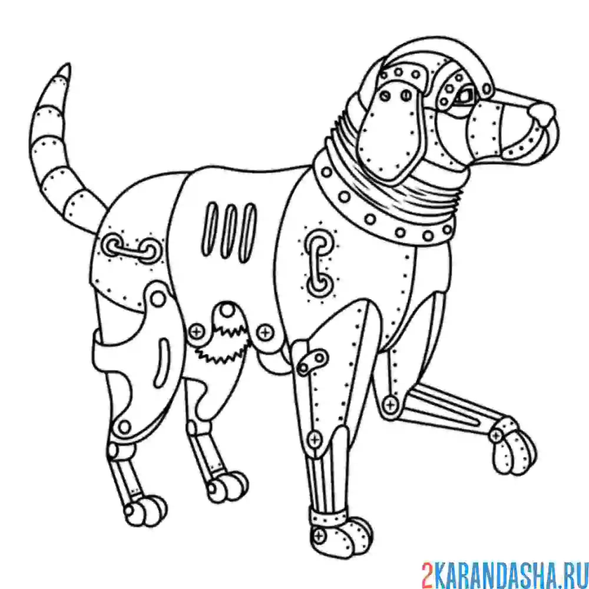 Раскраска робот-собака