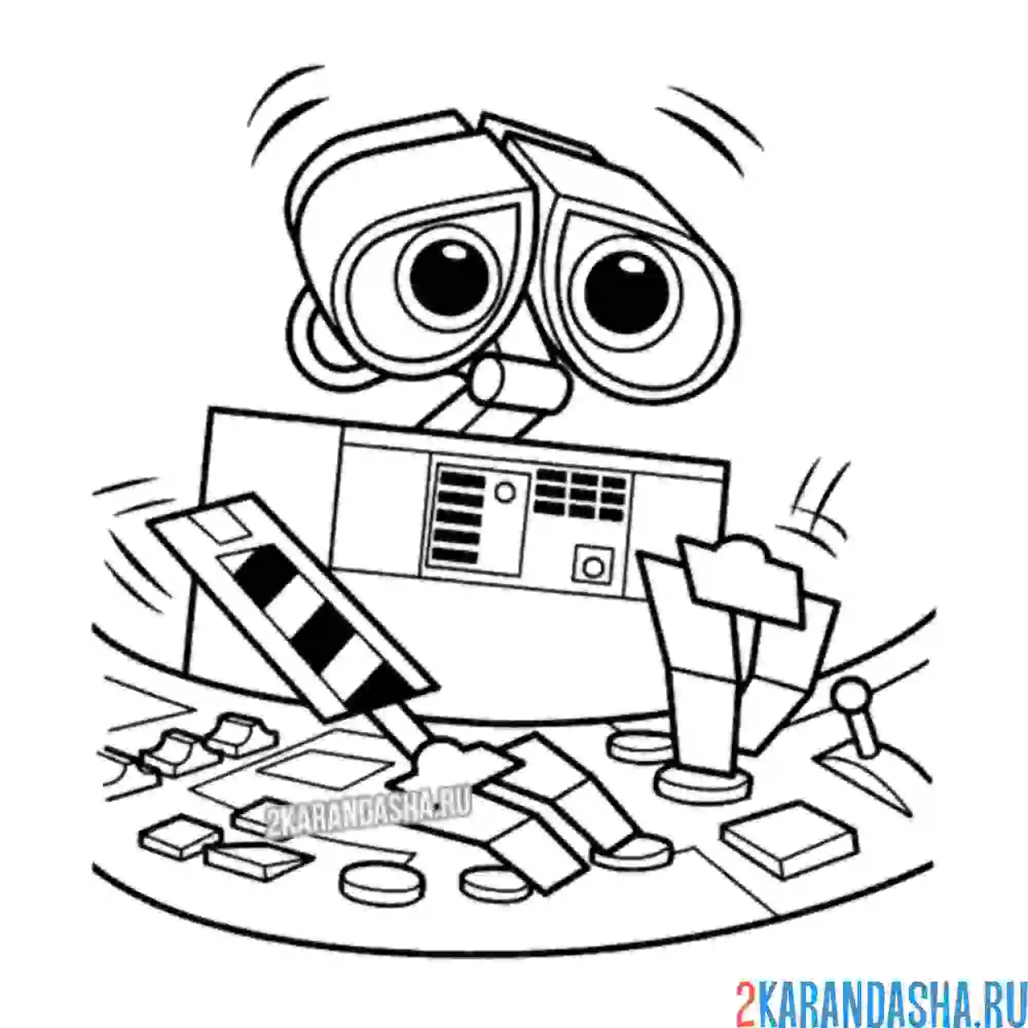 Раскраска робот валли за пультом