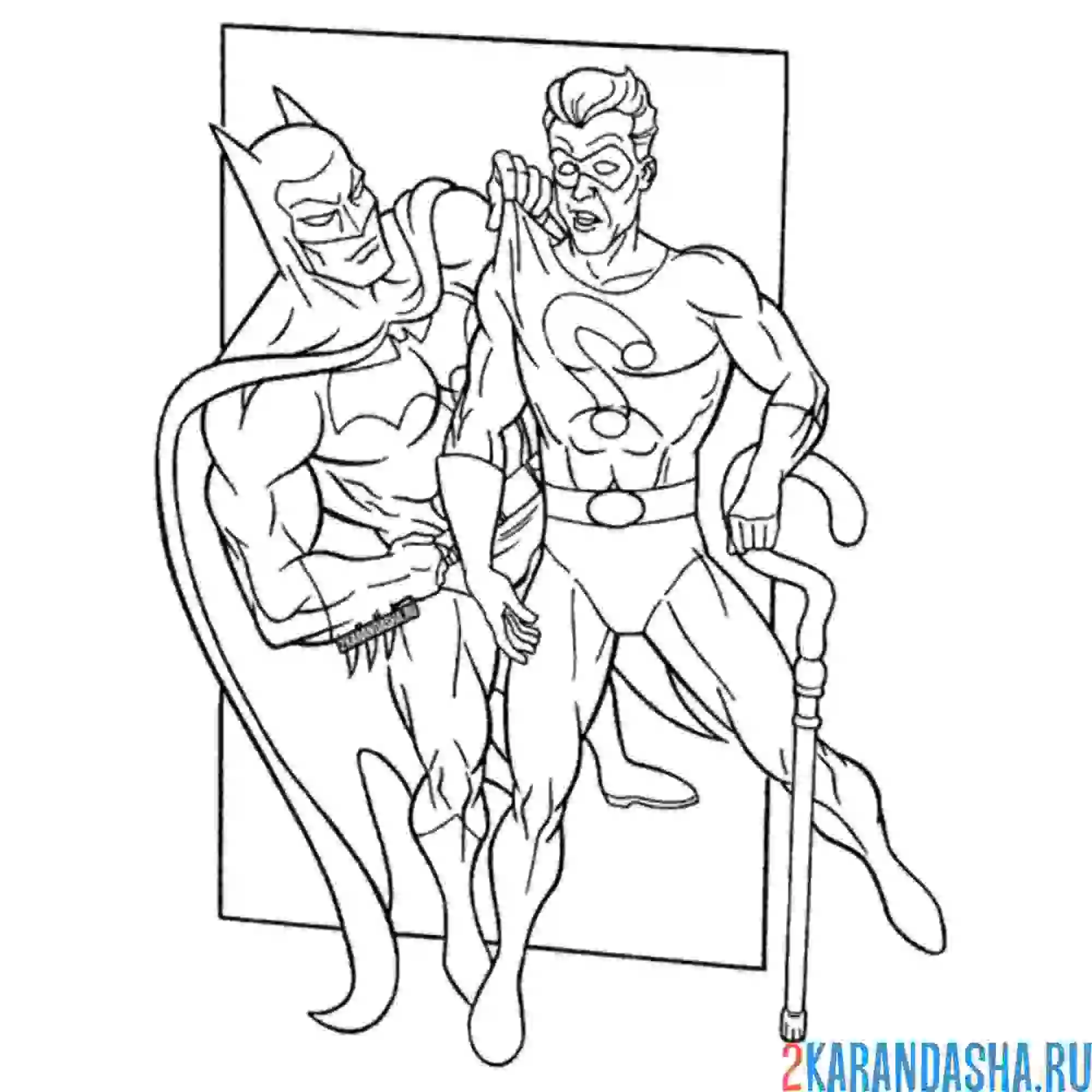 Раскраска сердитый бэтмен