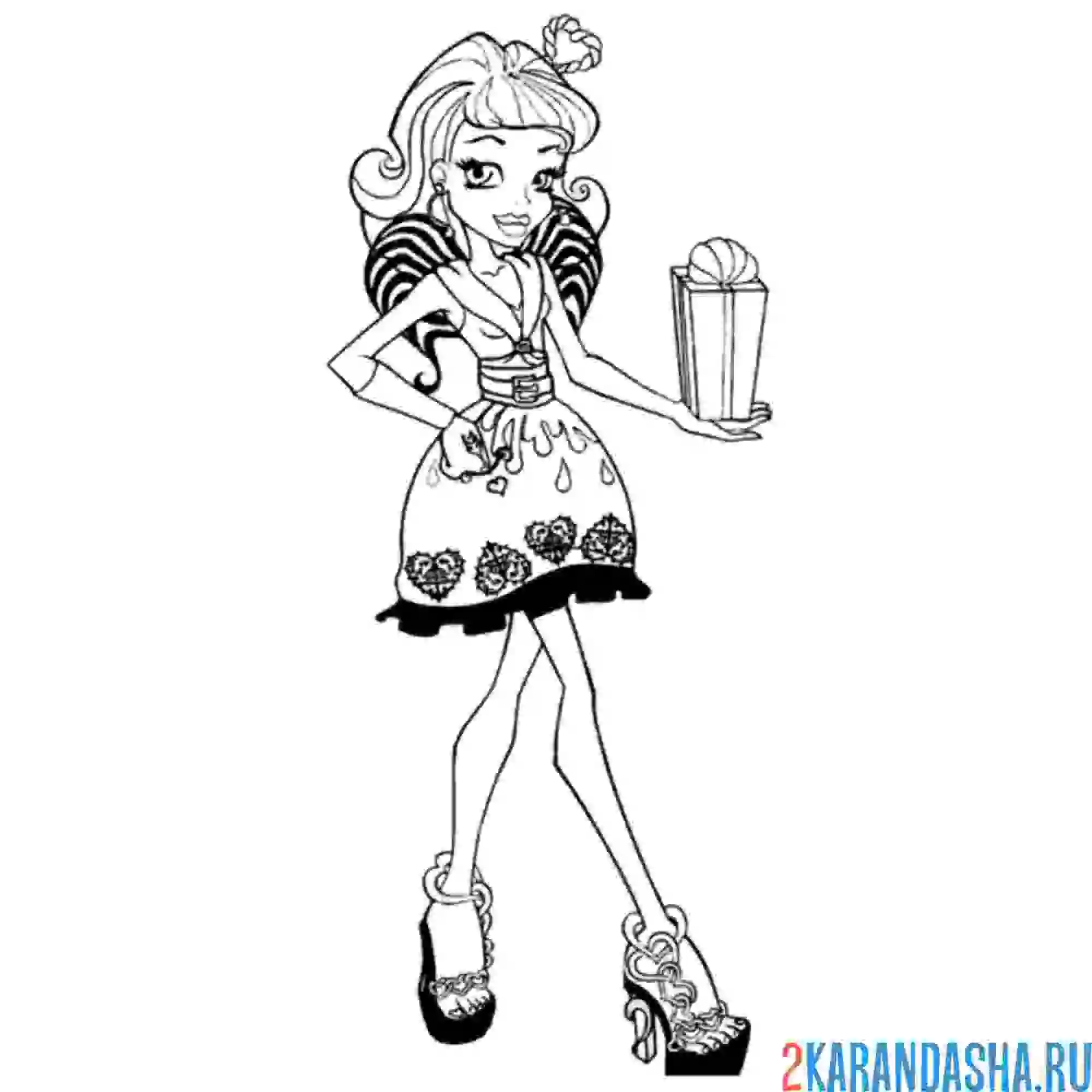 Раскраска монстр хай си-эй кьюпид в платье