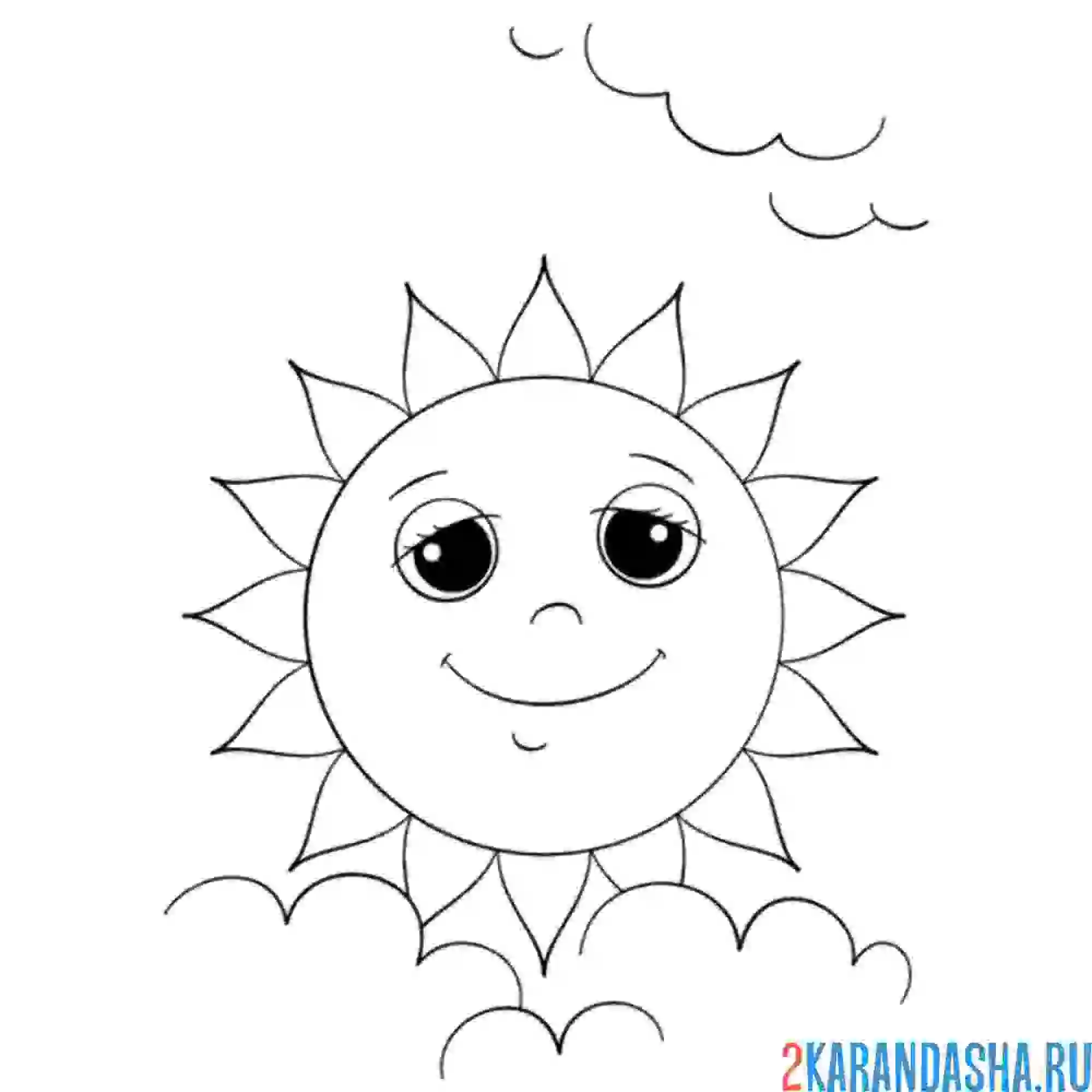 Раскраска солнце в облаках