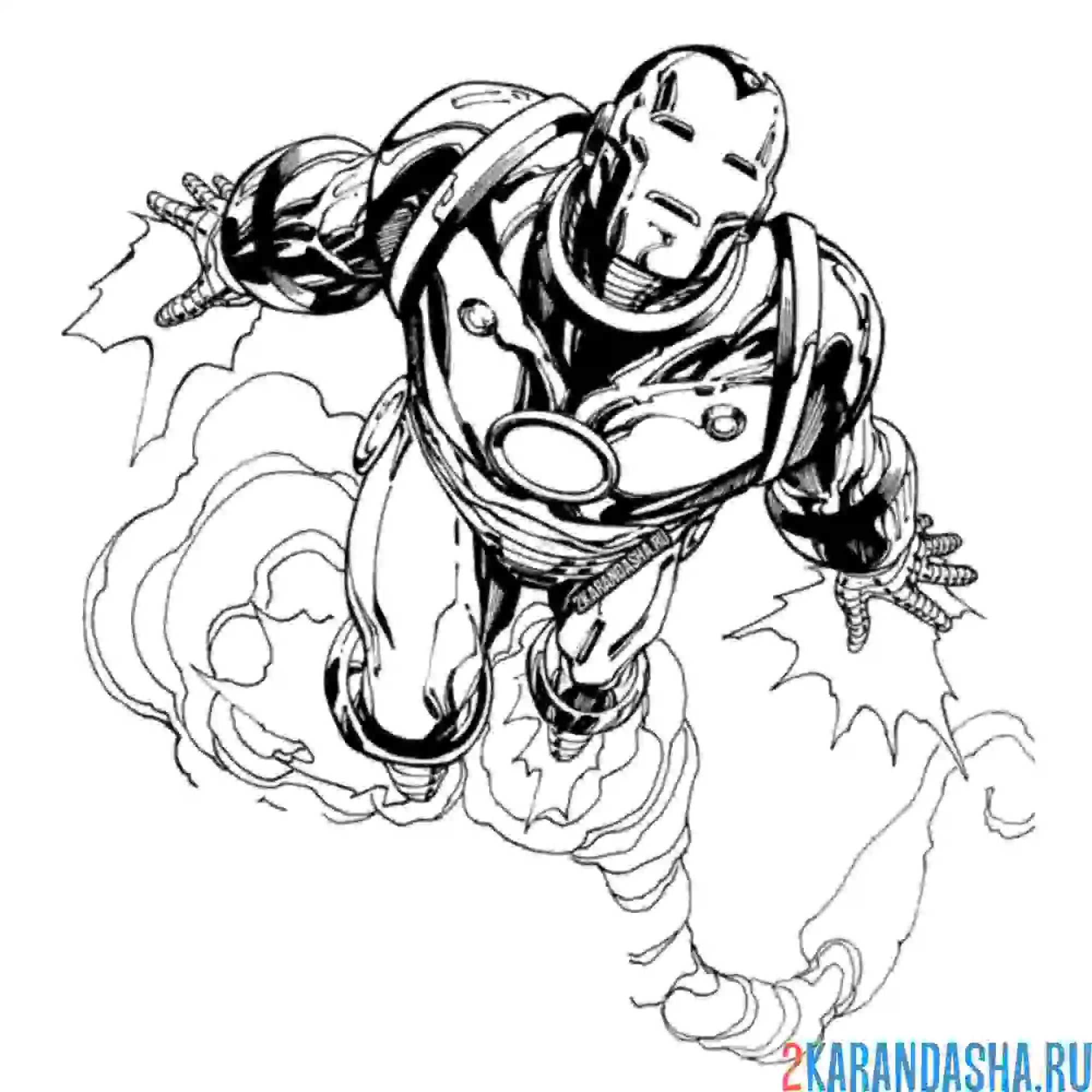 Раскраска в небе железный человек