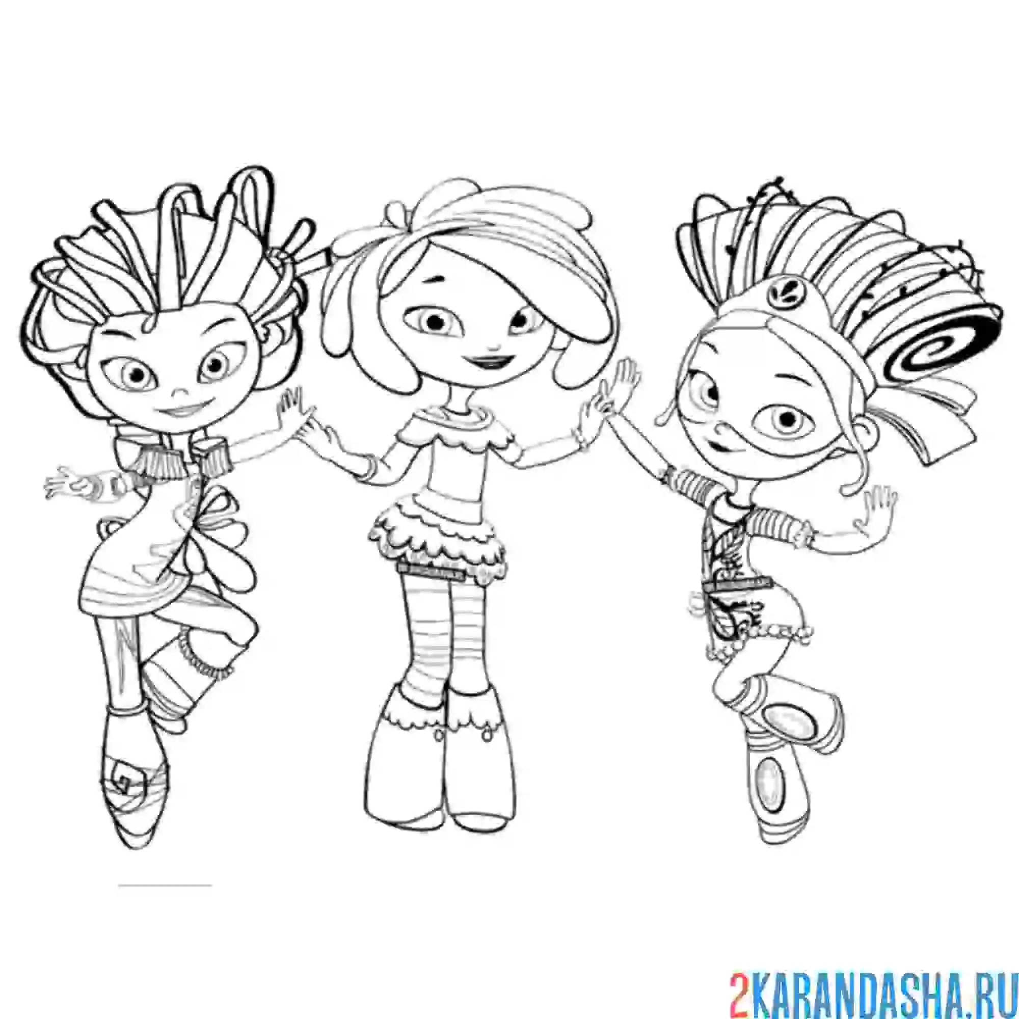 Раскраска варя, маша, снежка