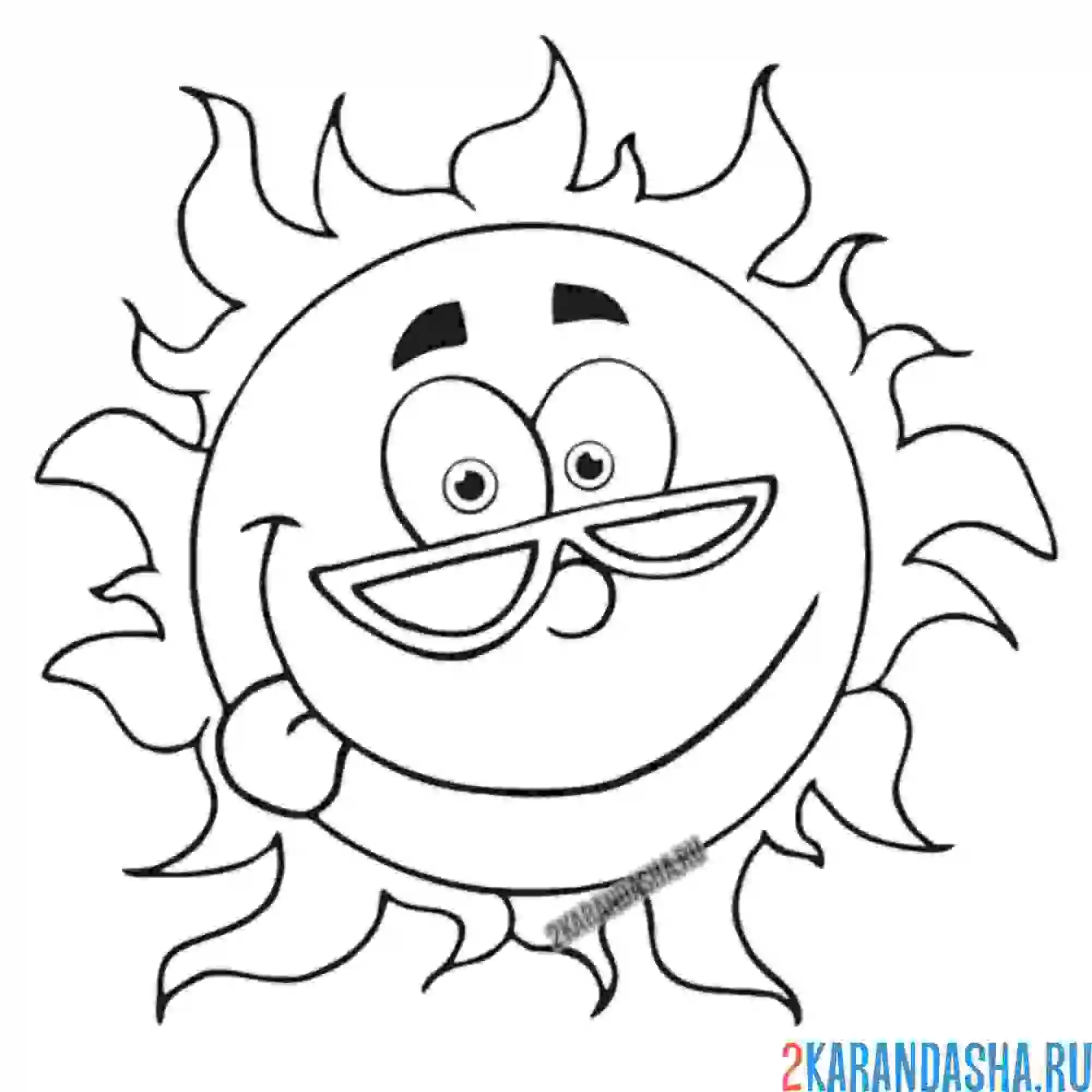 Раскраска забавное солнце в очках