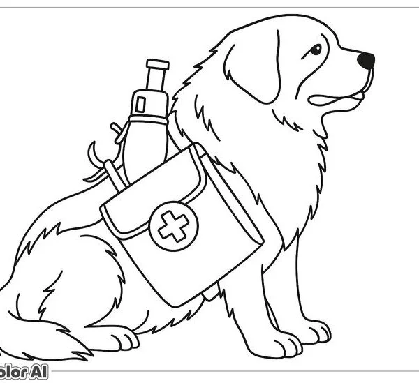 пример раскраски собака на весенней природе