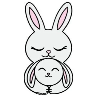 Цветной вариант раскраски мама зайка и малыш каваи